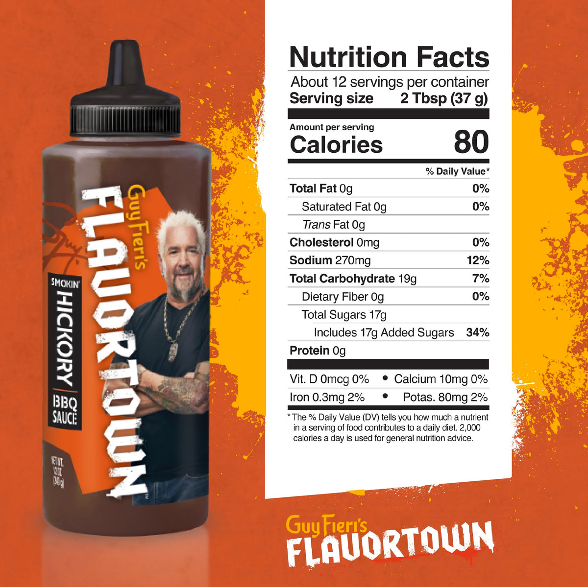 Guy Fieris Flavortown Smokin Hickory BBQ Sauce - Smokey Flavor, 15.5 Ounce (Pack of 2)