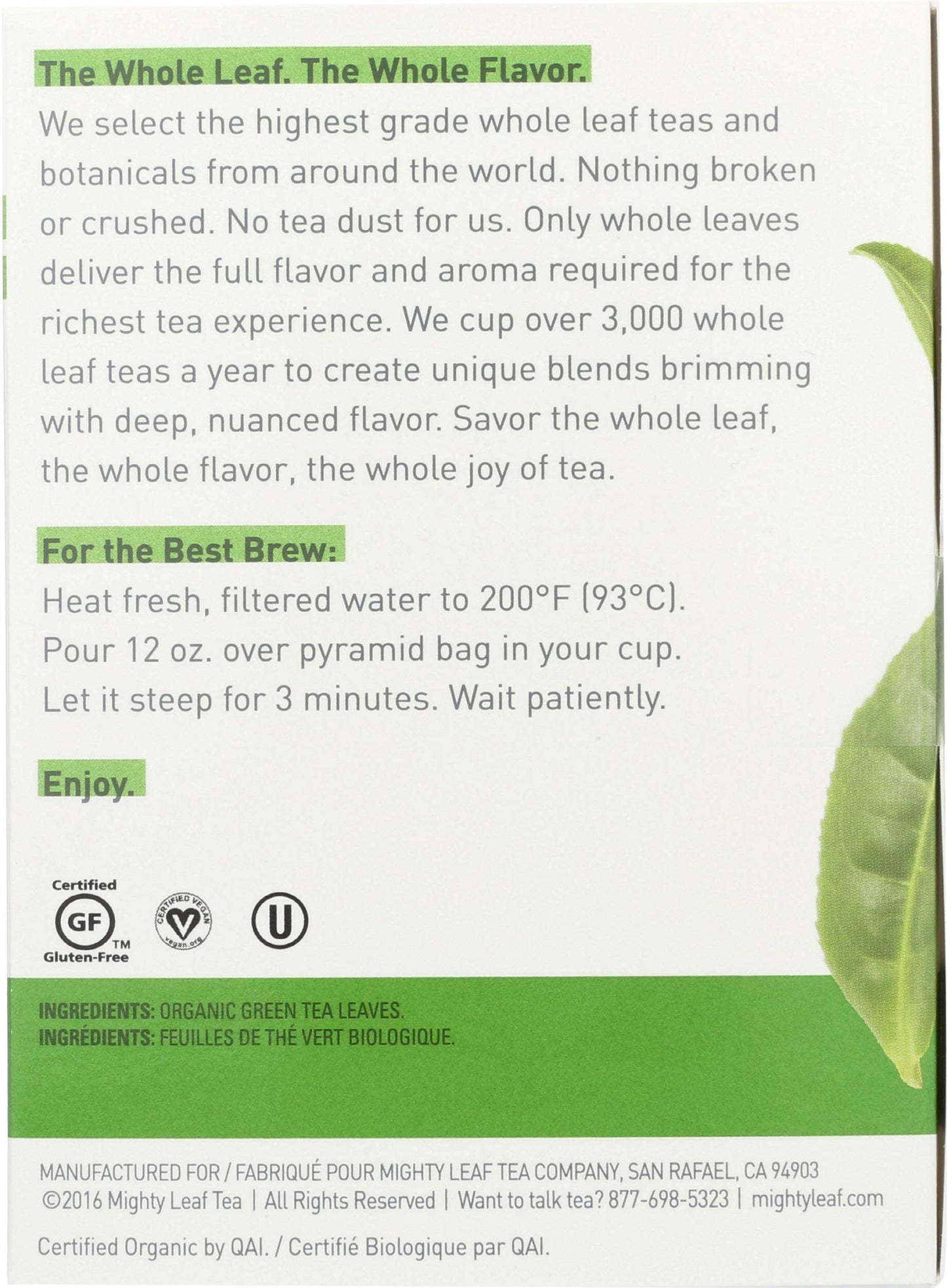 Mighty Leaf Green Tea, Organic Hojicha, 15 Pouches