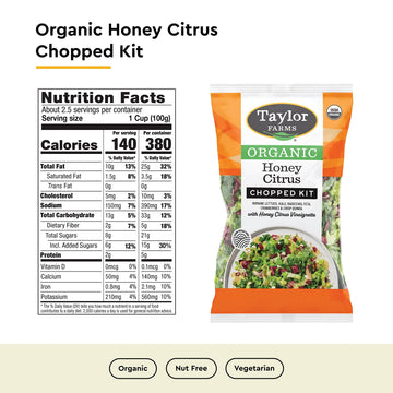 Taylor Farms, Organic Honey Citrus Chopped Salad Kit, 8.8 Ounce