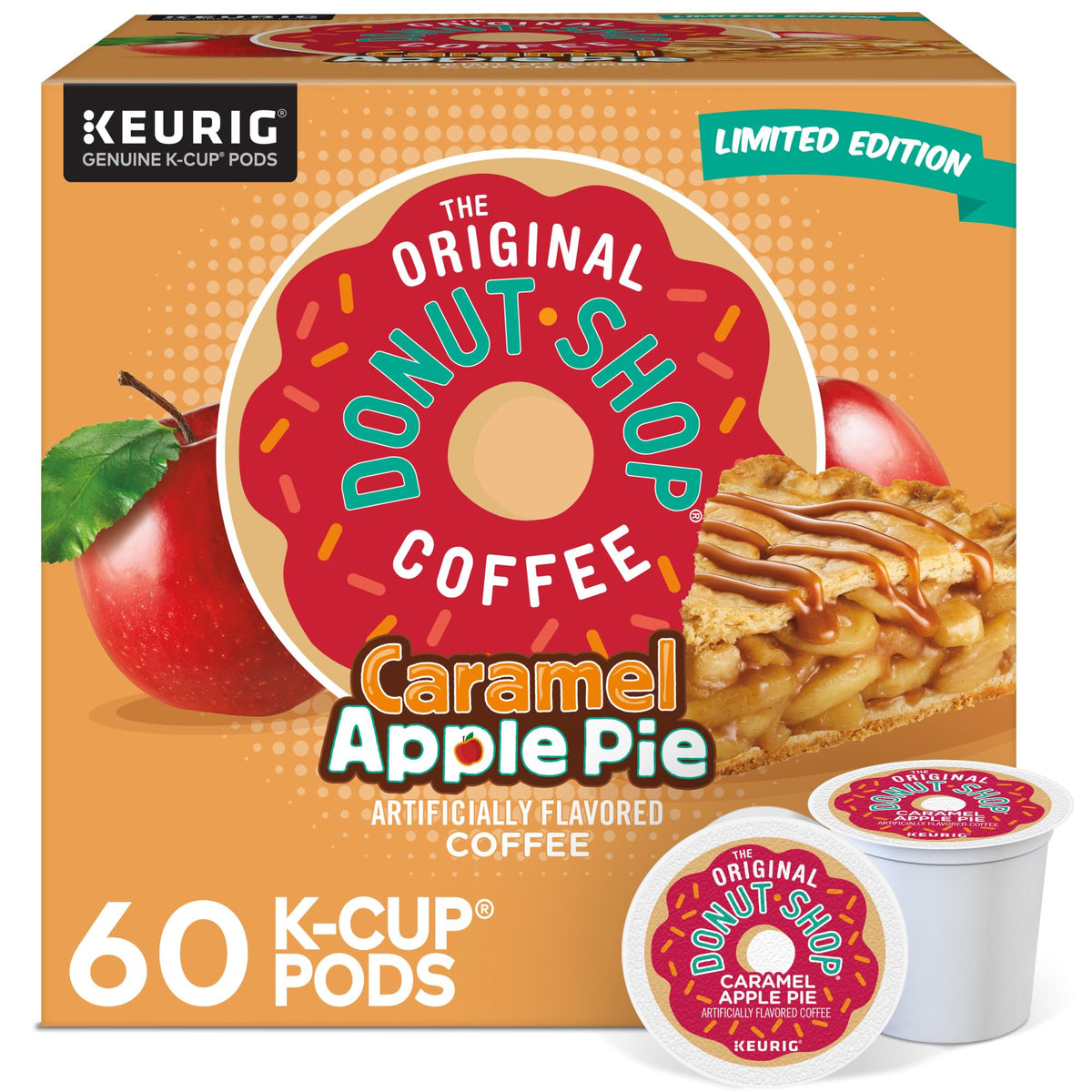 The Original Donut Shop Caramel Apple Pie Coffee K-Cup Pods, Light Roast, 60 Count