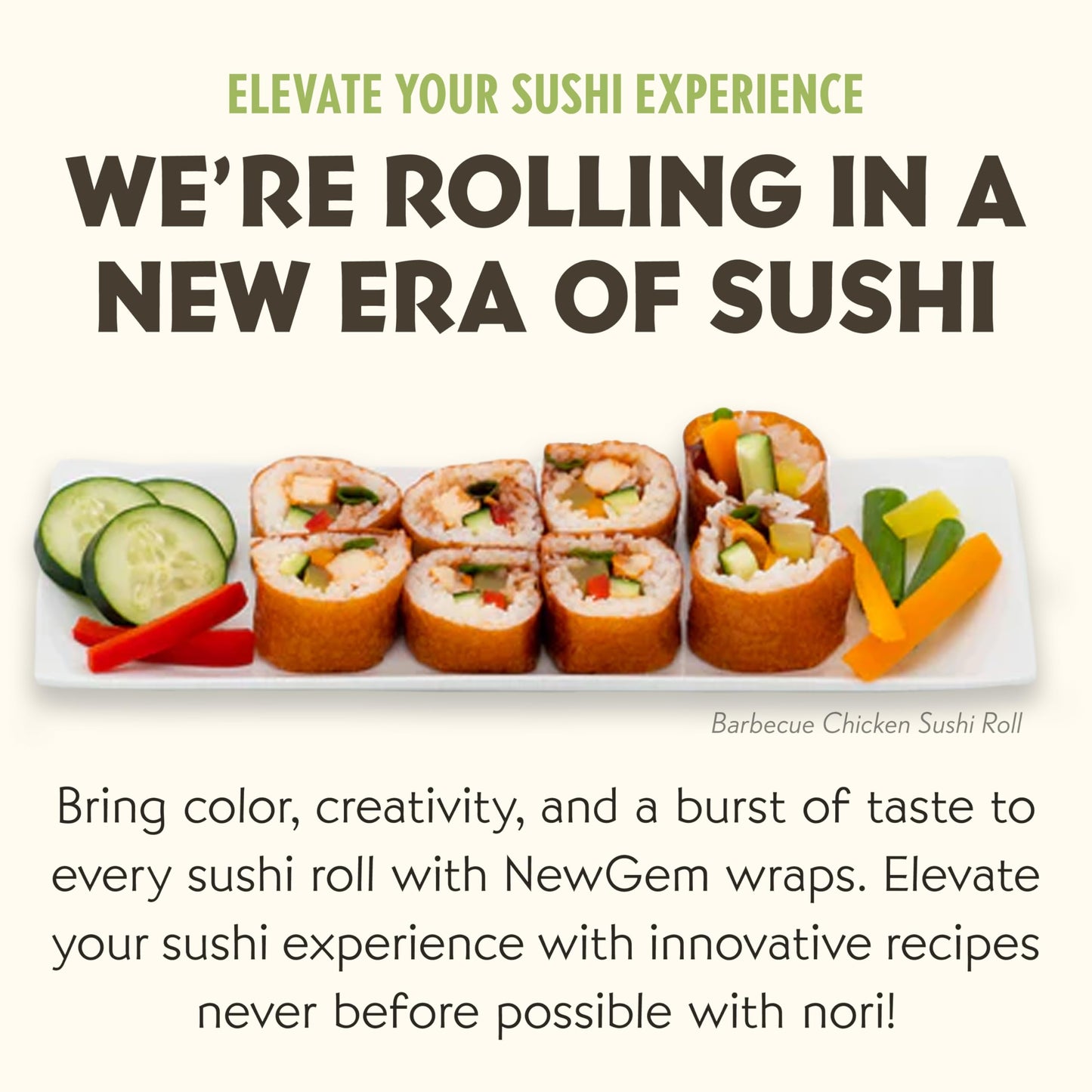 Newgem Barbecue Origami Sushi Wrap, Gluten Free, Paleo, Vegan, Keto Friendly, Low Calorie Sushi Wrap Alternative, Low Carb Torti