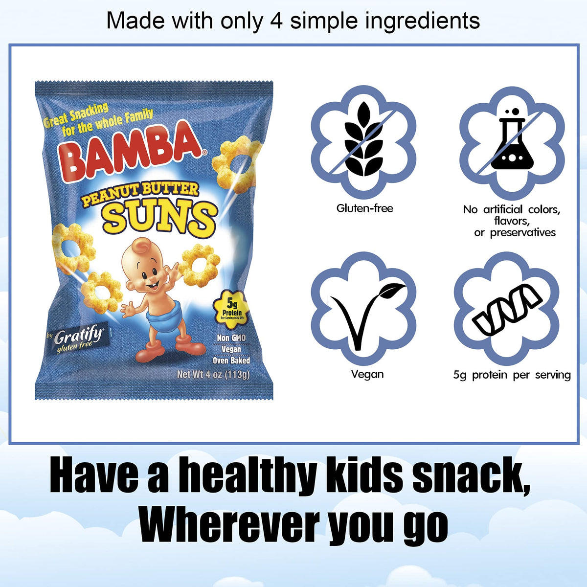Osem Bamba Peanut Butter Corn Puffs Snacks - All Natural - 4oz Bags (2 Pack)