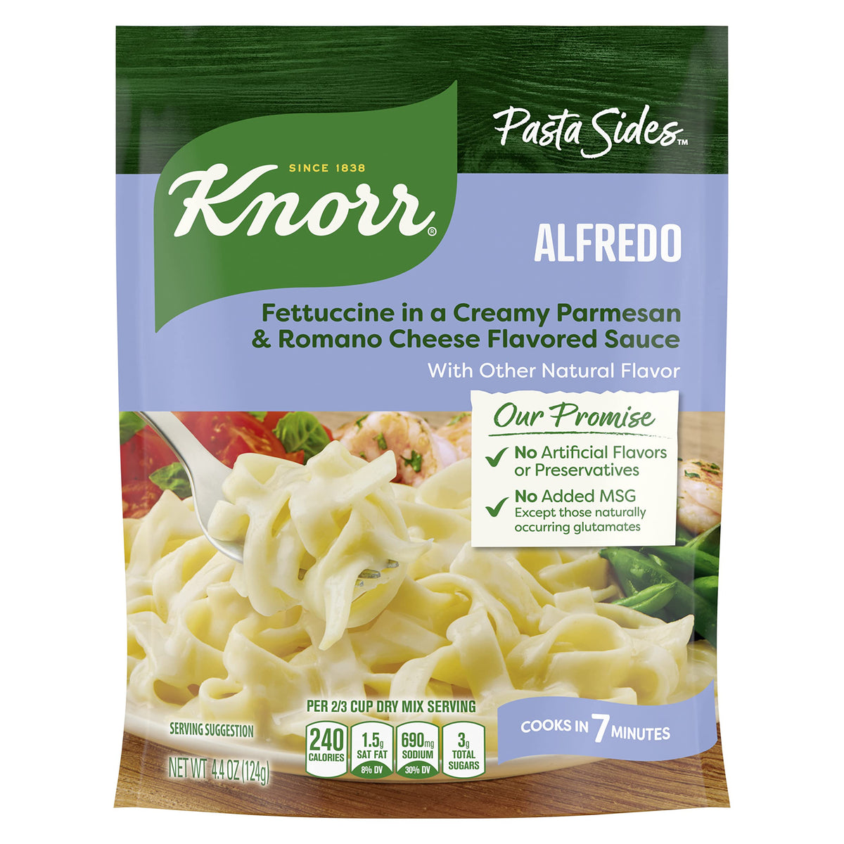 Knorr Pasta Sides Fettuccine Alfredo, 4.4 oz, Pack of 12, No Artificial Flavors, No Preservatives, No Added MSG