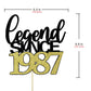 Migeaks legend since 1987 cake topper 37th birthday happy birthday cake topper men and women cheer 37 years old handmade black g