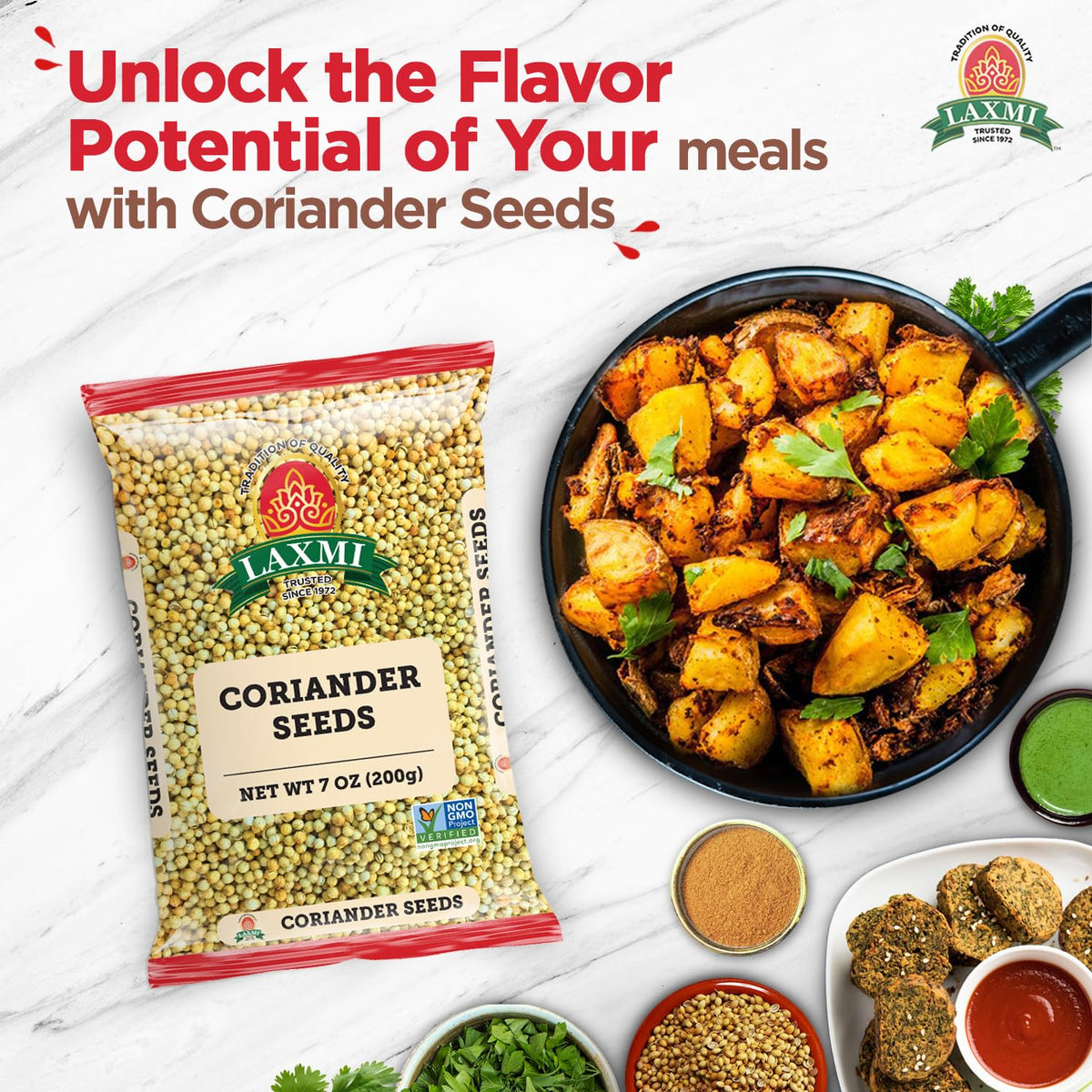 Laxmi Whole Coriander Seeds, Non-GMO, 200g (7oz), Premium Quality