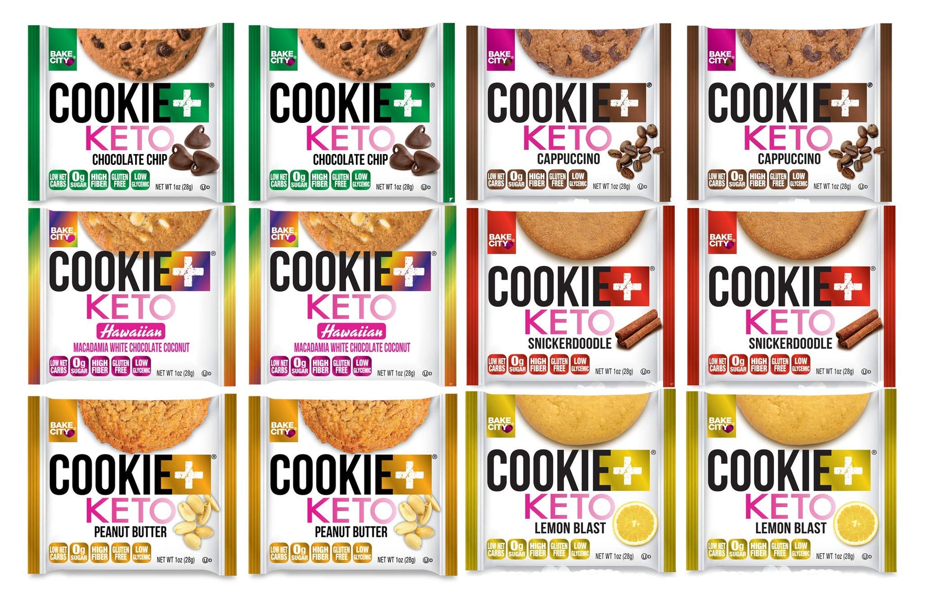 Bake City Cookie Plus Keto | 1Oz Variety Pack Cookies (12 Pack)  Gluten Free  0G Sugar  Only 1.5G Net Carbs  Good Fats  5G Protein  Kosher  No Artificial Flavors