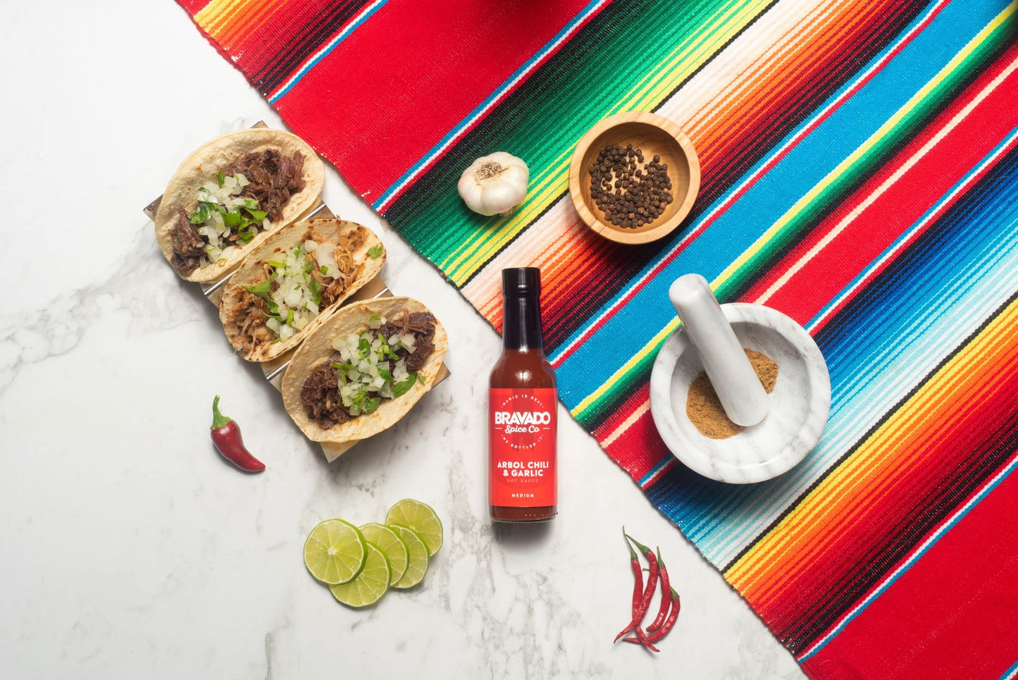 Arbol Chili and Garlic Hot Sauce By Bravado Spice Gluten Free, Vegan, Low Carb, Paleo Hot Sauce All Natural 5 oz Hot Sauce Bottl