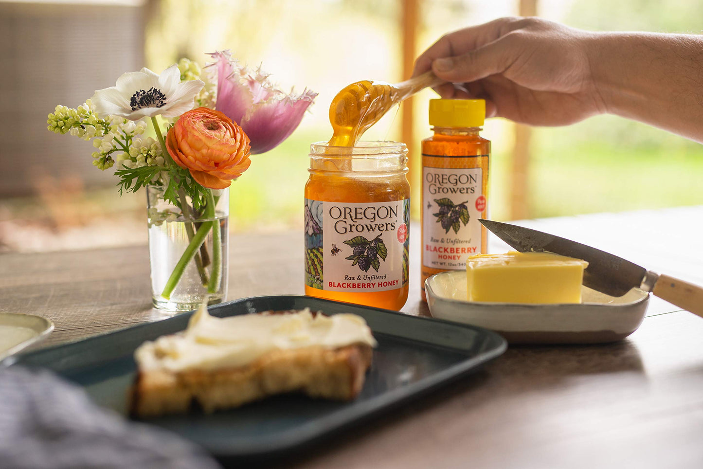 Oregon Growers Raw & Unfiltered Blackberry Honey - Organic Honey, 18 Oz