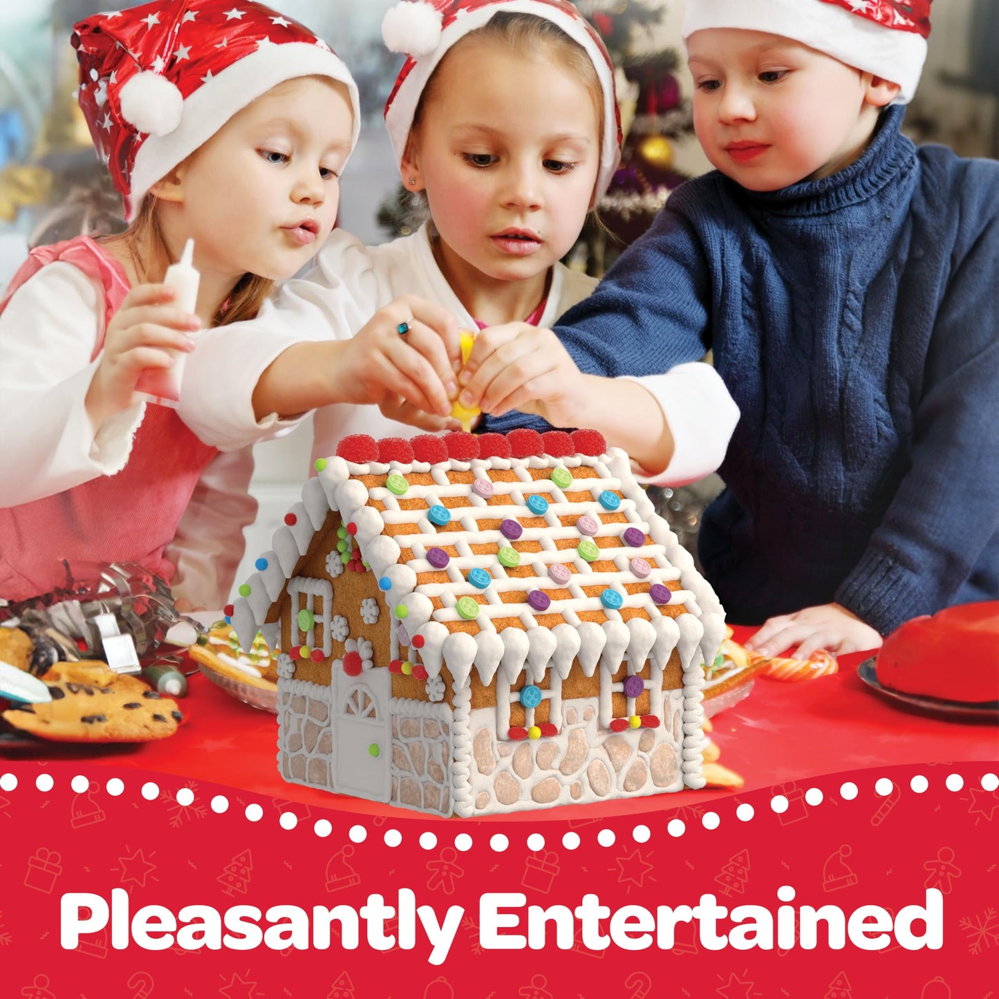 BIG Gingerbread House kit, [Set of 2] Gingerbread House, Holiday Activity for Kids - Ease Crafted Grooves Decor kit; 2 Houses, 4