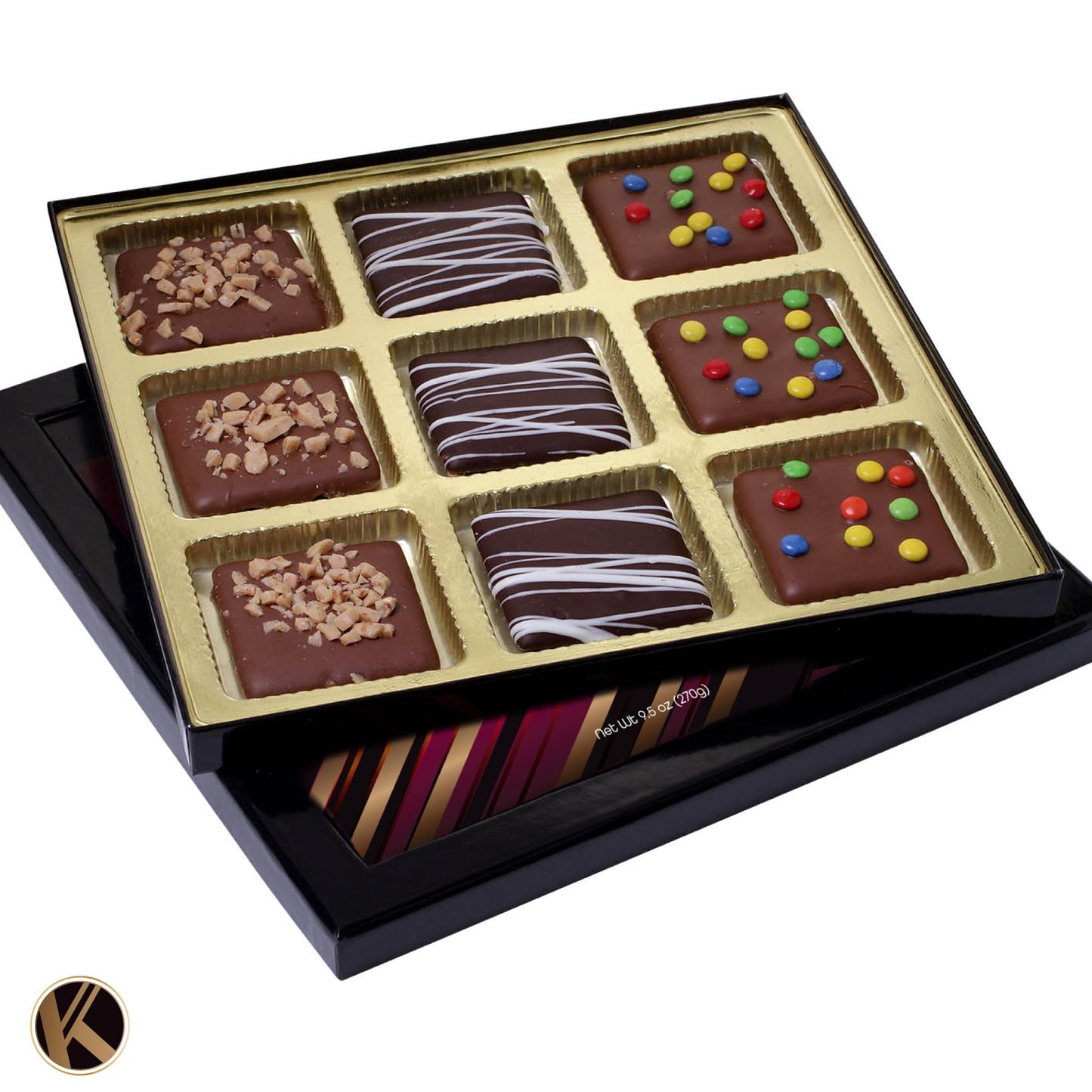 Kremery Creamy Chocolate Cravings - Fathers Day, Chocolate Covered Graham Crackers Cookies Gift Basket, In Sectional Gift Box (9