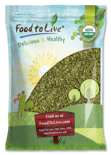 Food to Live - Organic Raw Pepitas, 8 Pounds Non-GMO, Pumpkin Seed Kernels, Unsalted, No Oil, No Shell, Vegan, Kosher, Bulk. Ket