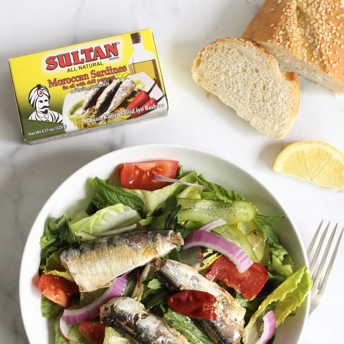 Sultan Sardines in Oil with Chili Peppers, All-Natural, High Protein, 4.4oz (Pack of 5)