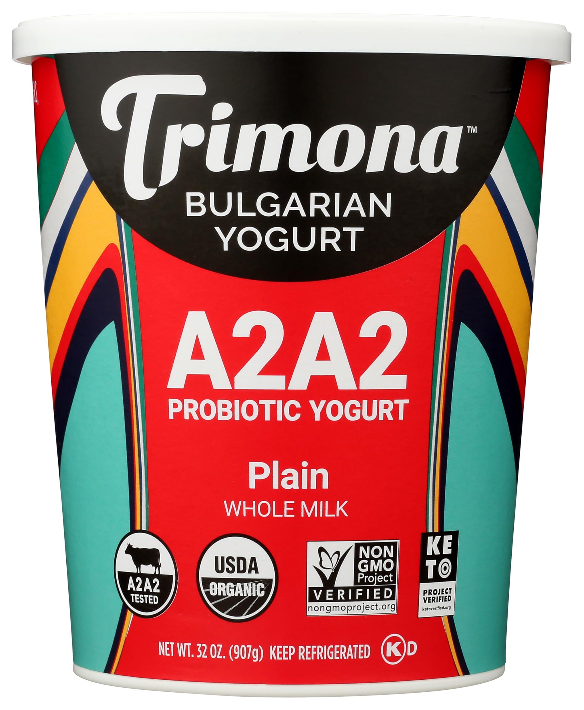 Trimona Foods Organic Plain Bulgarian A2A2 Yogurt, 32 Oz
