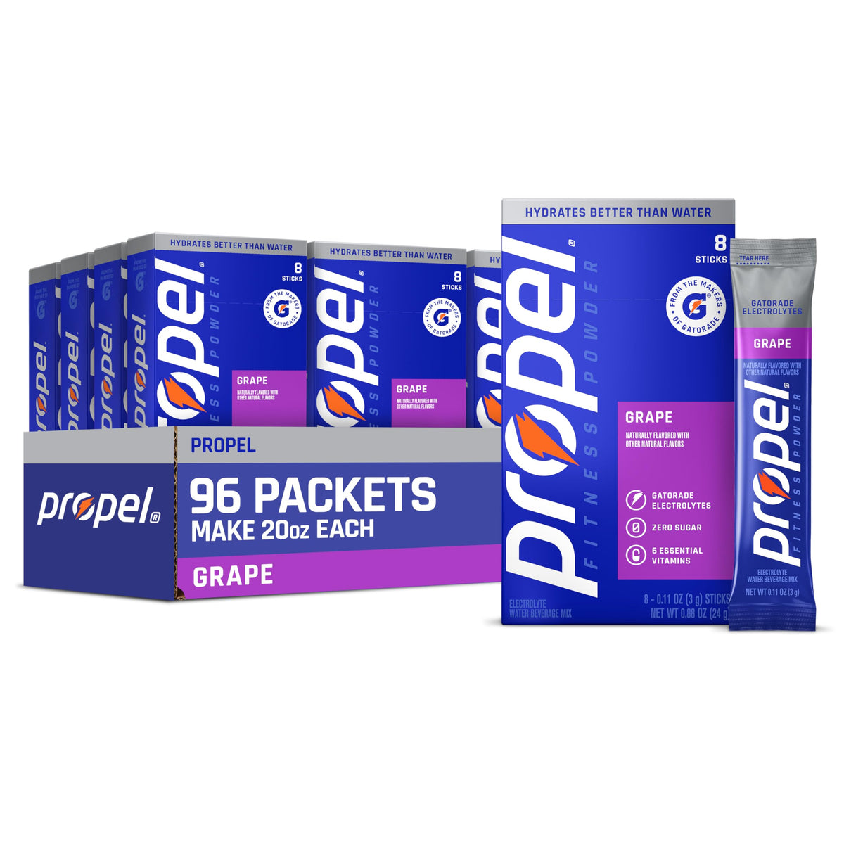 Propel Electrolyte Powder Drink Mix, Grape, (96 Servings)