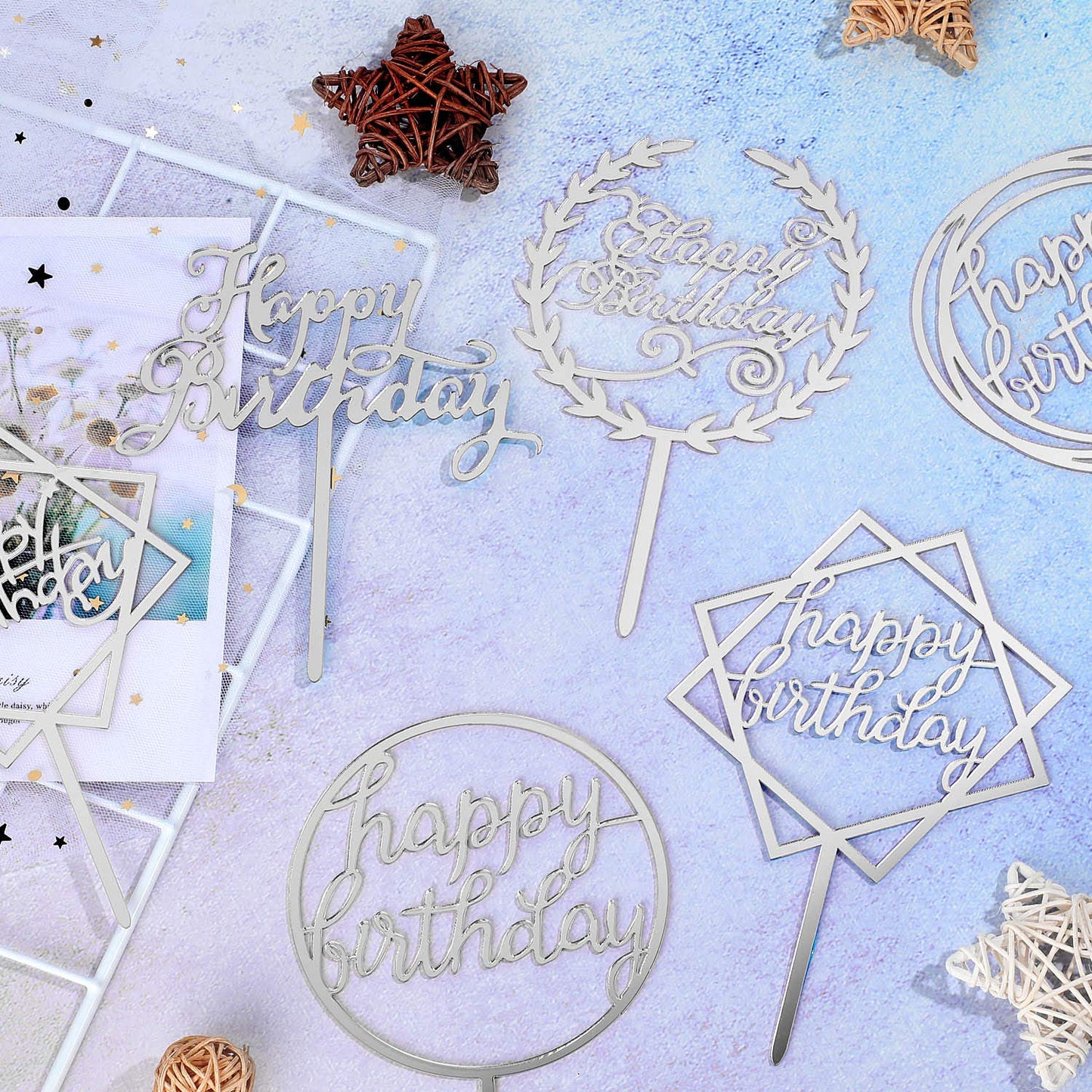 12 Pieces Acrylic Happy Birthday Cake Topper Glitter Birthday Cupcake Topper Pick Decorations For Birthday Party Cake Desserts P
