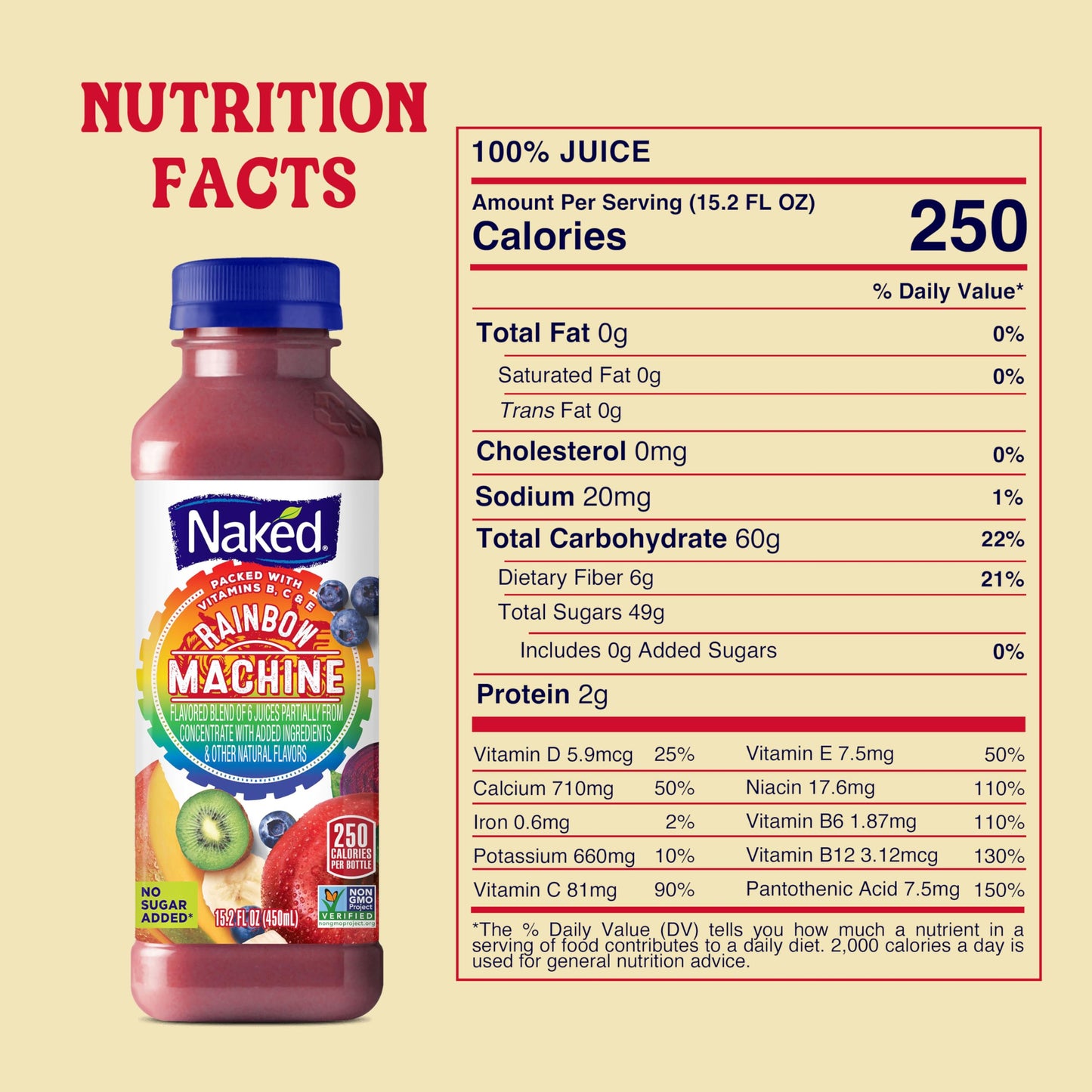 Naked Juice Rainbow Machine Flavored 100% Juice Smoothie Blend, 15.2 Fl Oz