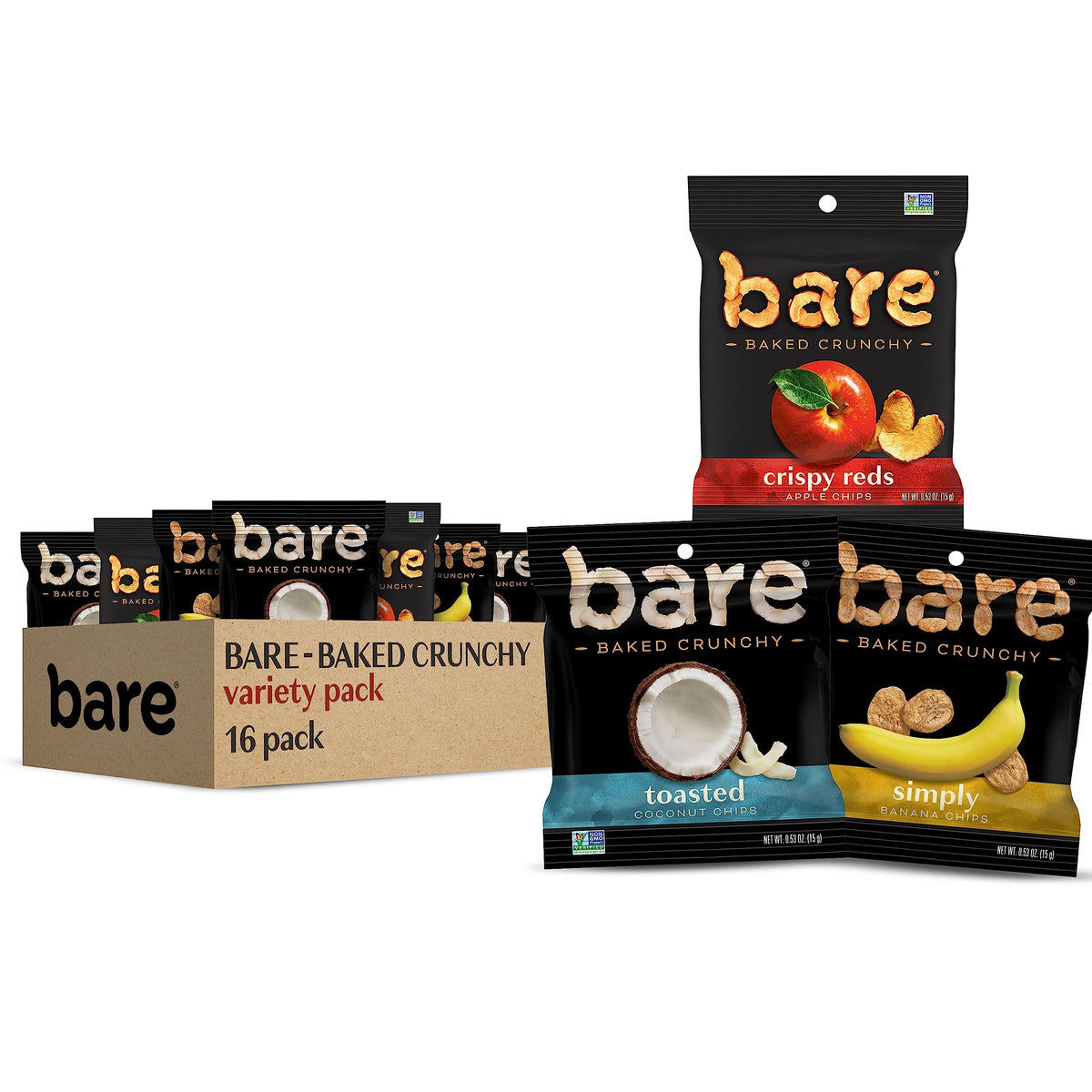 Bare Baked Crunchy, Fruit Variety Pack, 0.53 Ounce (Pack Of 16)