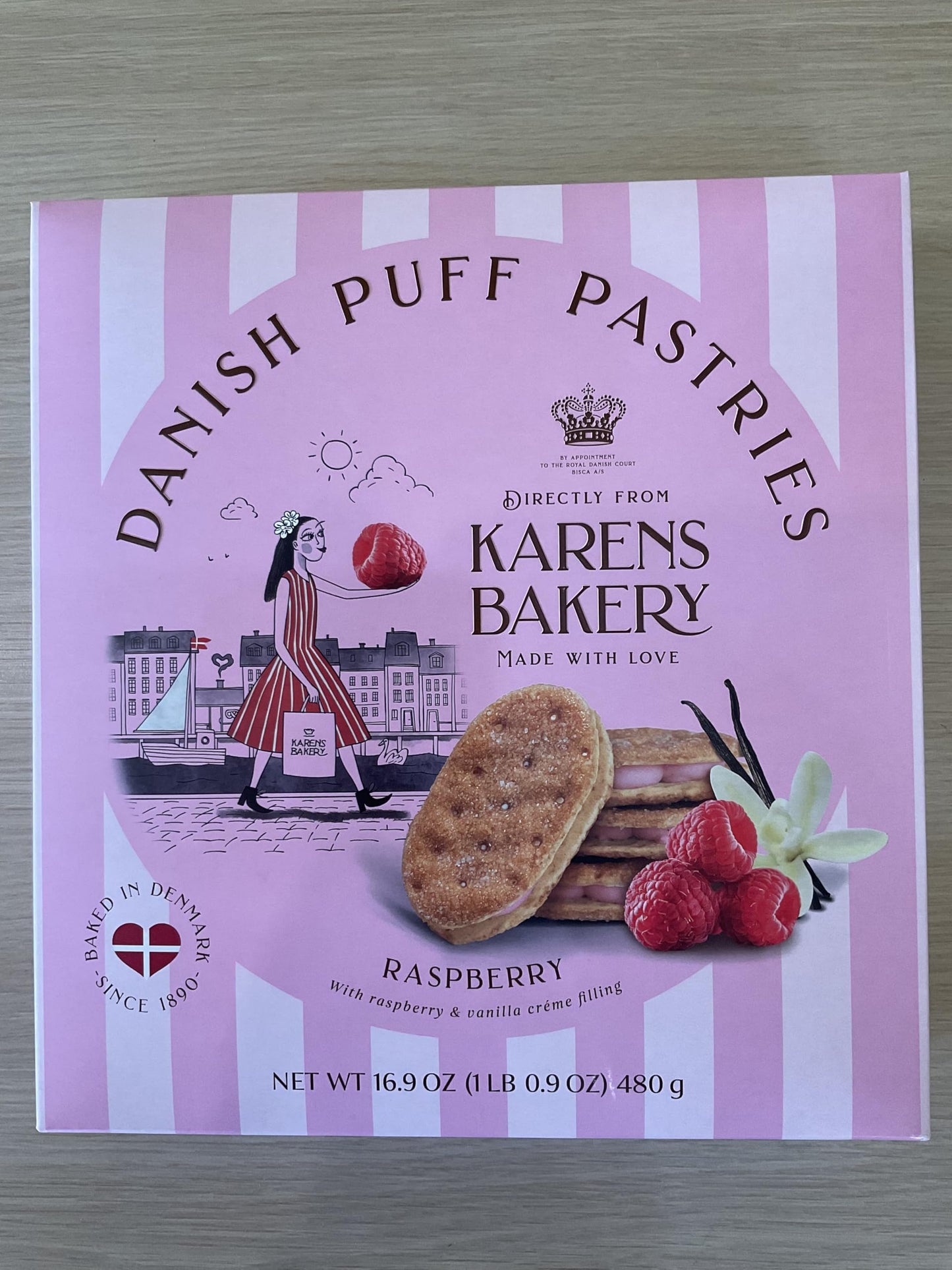 Karen Bakery Danish Puff Pastries net wt 16.9 oz (1 pack, raspberry)