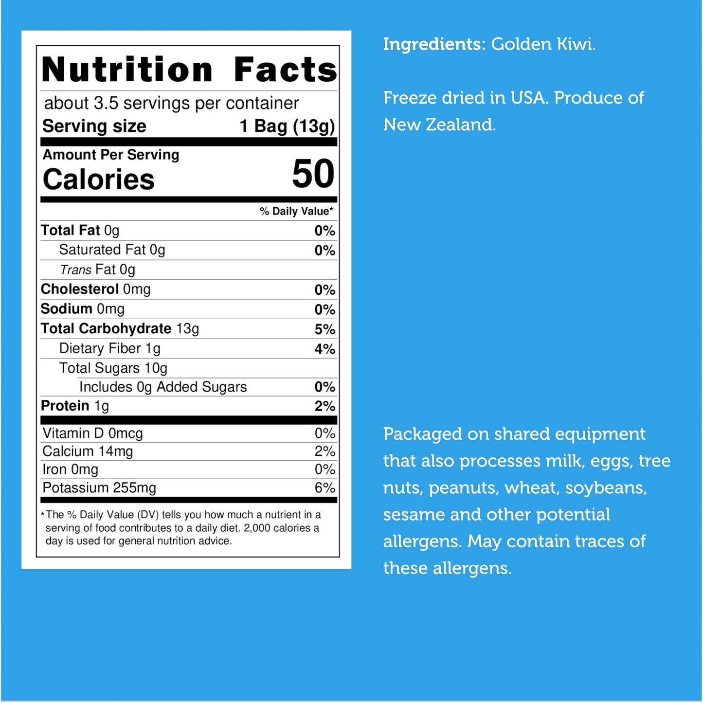 Arctic Farms Garden Pure Freeze Dried Golden Kiwi Fruits, No Sugar Added, Crunchy Snacks (Golden Kiwi)