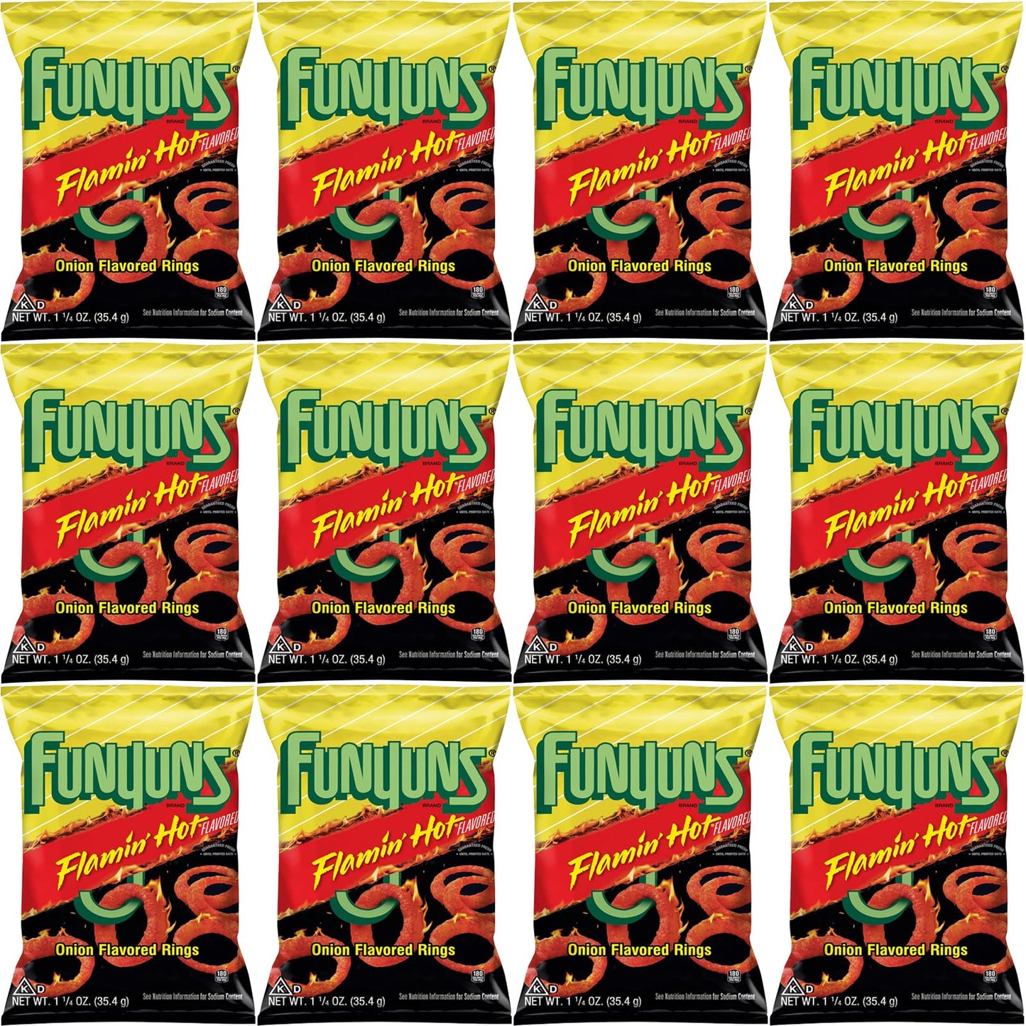 Funyuns Flamin Hot Onion Flavored Rings, 1.25 Oz Bags, Pack of 12, Bundled by Shoppyway