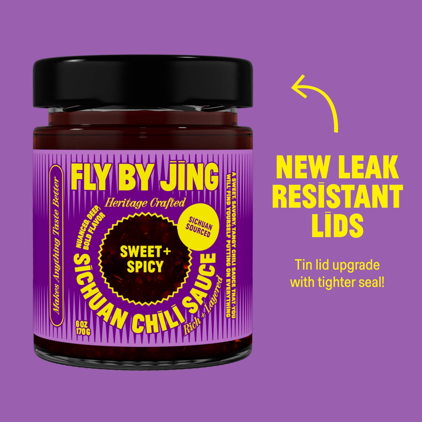 FLYBYJING Spicy Sweet Savory Sichuan Chili Oil Sauce, Vegan, 6oz (Pack of 2)