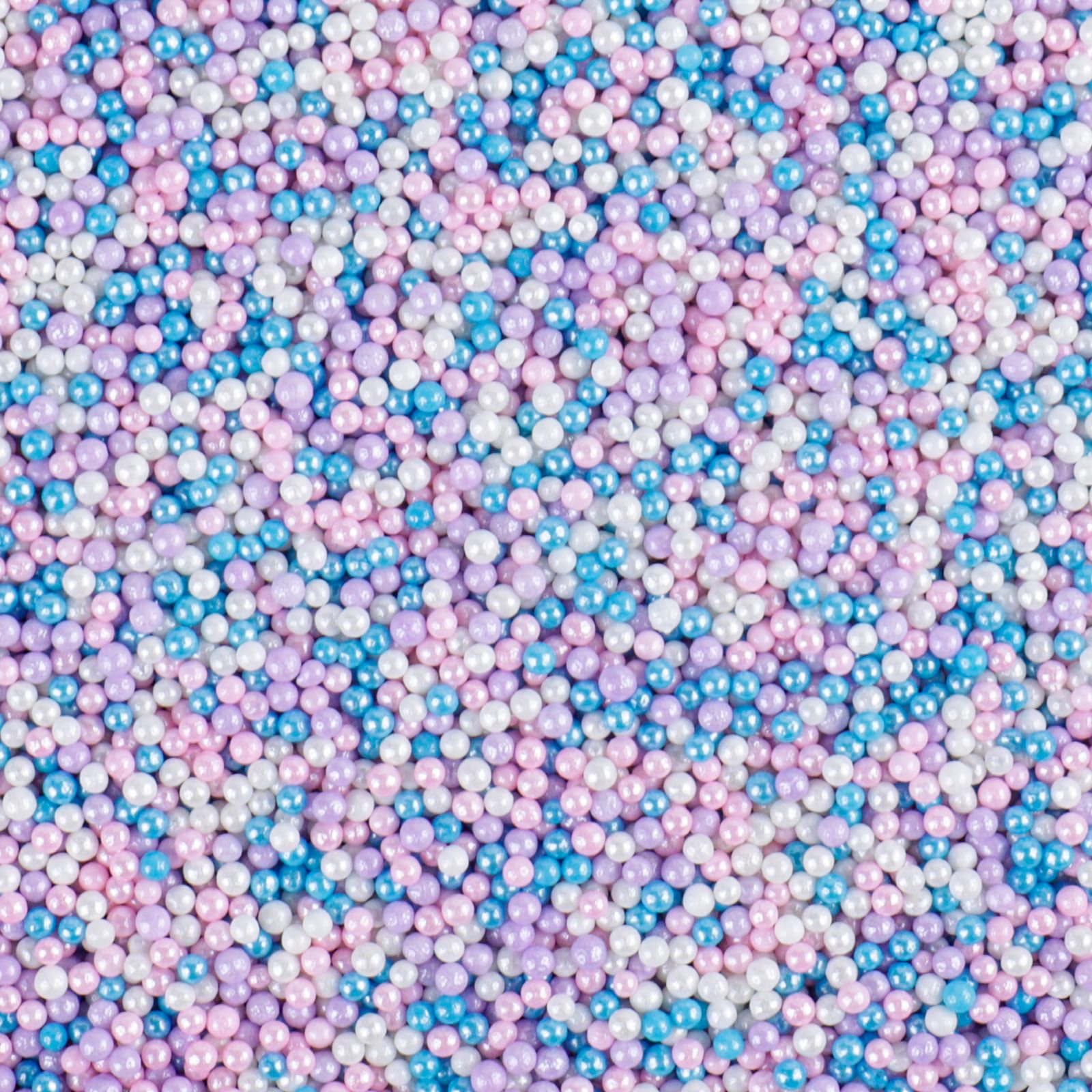 Mermaid Nonpareils Sprinkles - 2mm Edible Pink Blue and Purple Pastel Pearl Sprinkles for Cake Decorating, Cupcake, Cookie, Baki