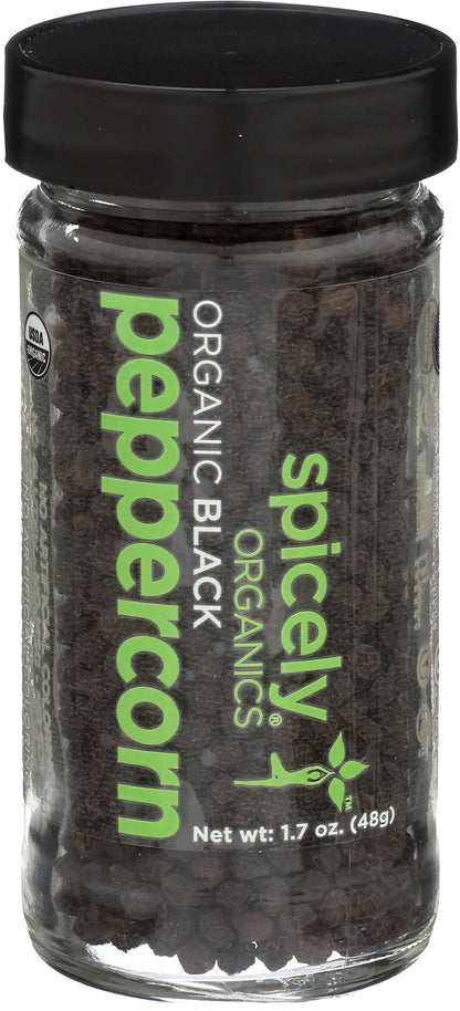 Spicely Organic Peppercorn Black Whole 1.70 Ounce Jar Certified Gluten Free
