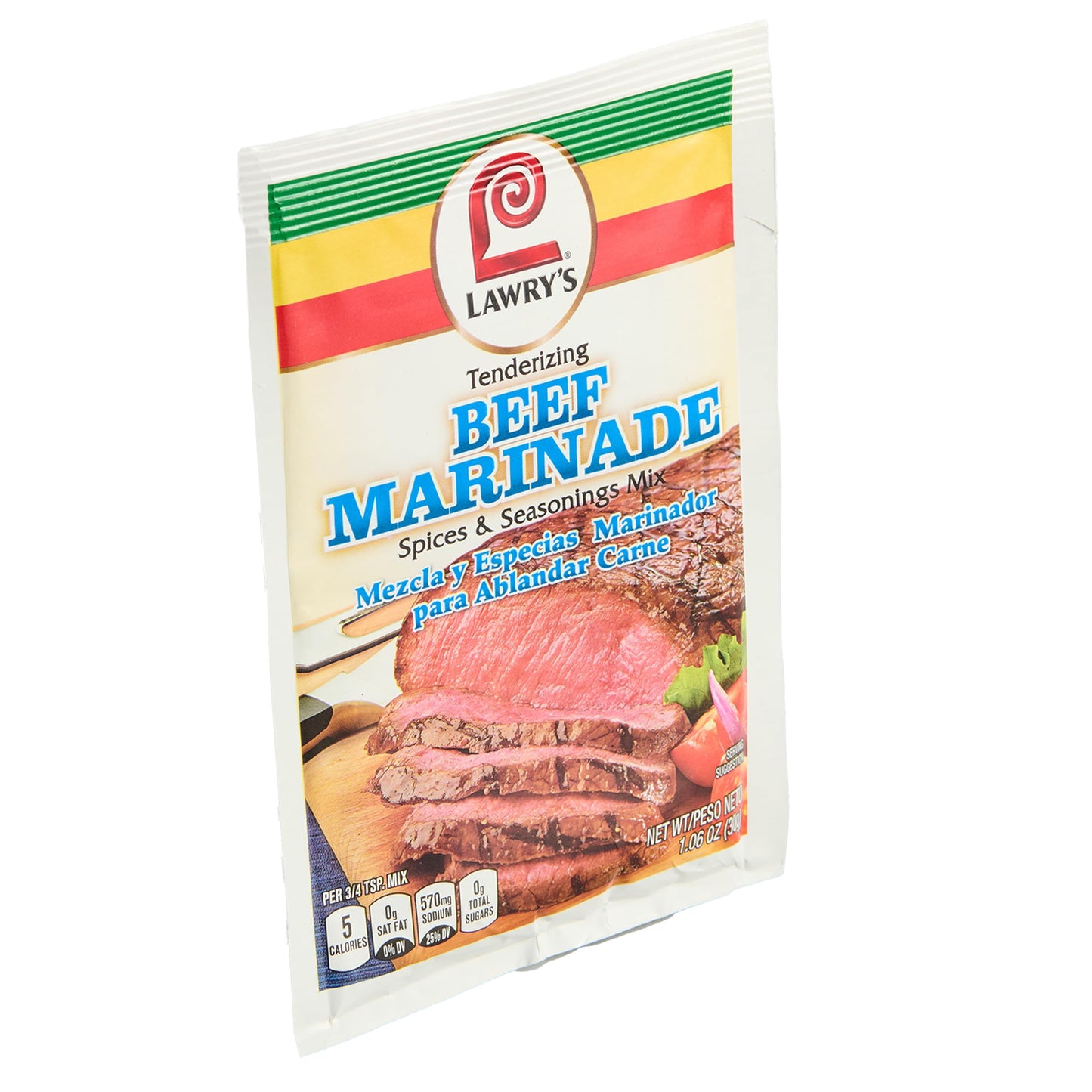 Lawrys Beef Marinade Spices & Seasonings Mix, 1.06 oz, Pack of 12, White