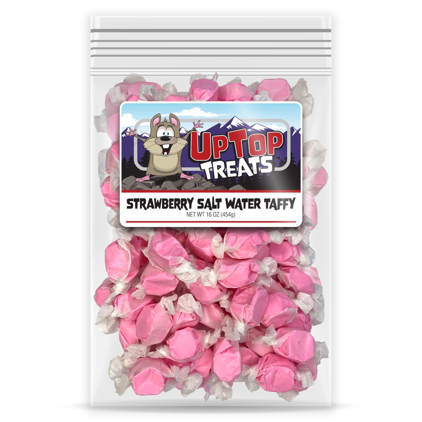 Strawberry Salt Water Taffy - 16oz | Gourmet Old-Fashioned Candy, Old Fashioned Delicious Chewy Candy, Gluten Free - Made in the