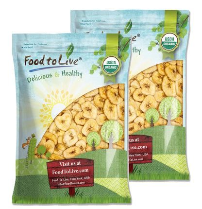 Food to Live Organic Banana Chips, 10 Pounds Sweetened, Unsulfured, Non-GMO, Kosher, Vegan, Bulk