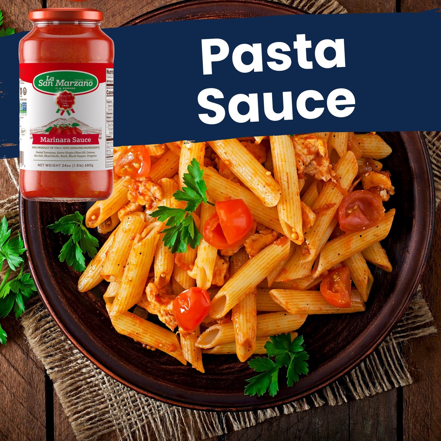 La San Marzano Marinara Sauce, All Natural, Non-GMO, Vegan, Gluten Free, 24 oz, 1.5 lb