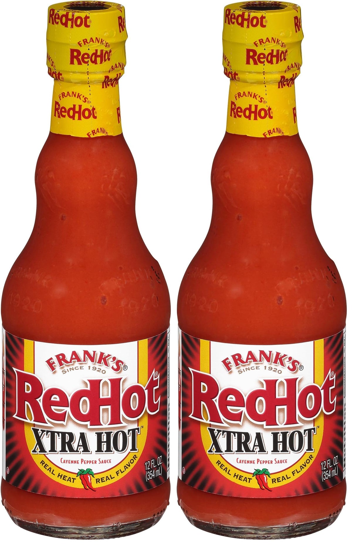 Franks RedHot Xtra Hot Cayenne Pepper Hot Sauce (Keto Friendly), 12 fl oz (Pack of 2)