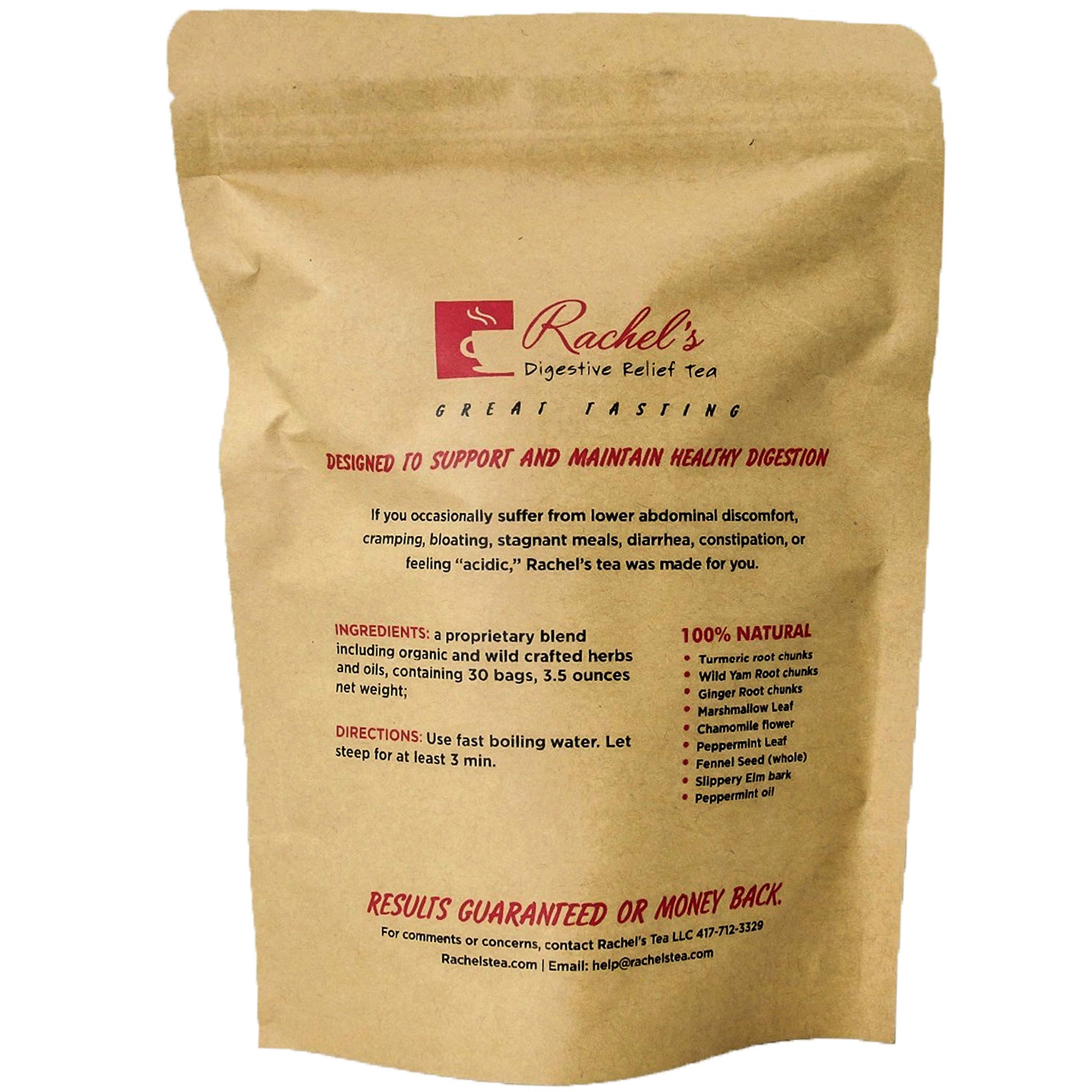 Rachels Tea Herbal Tea Blend with Turmeric, Ginger, Chamomile, 30 Bags, 4oz, Model Digtea24