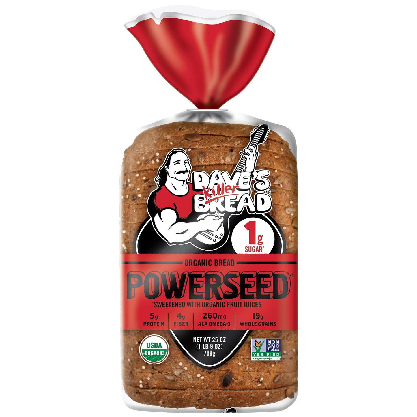 Daves Killer Bread Powerseed, Seeded Organic Bread, 1g Sugar per Slice, 25 oz Loaf