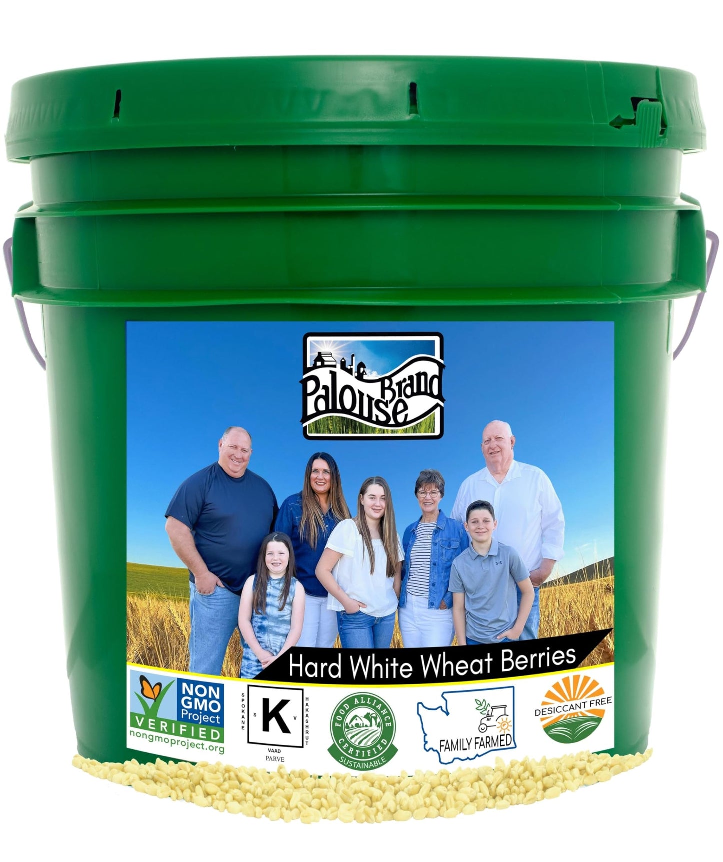 Hard White Wheat Berries | 25 Lbs | Emergency Food Storage Bucket | Non-Gmo | Grown On Our Family Farm | Bulk