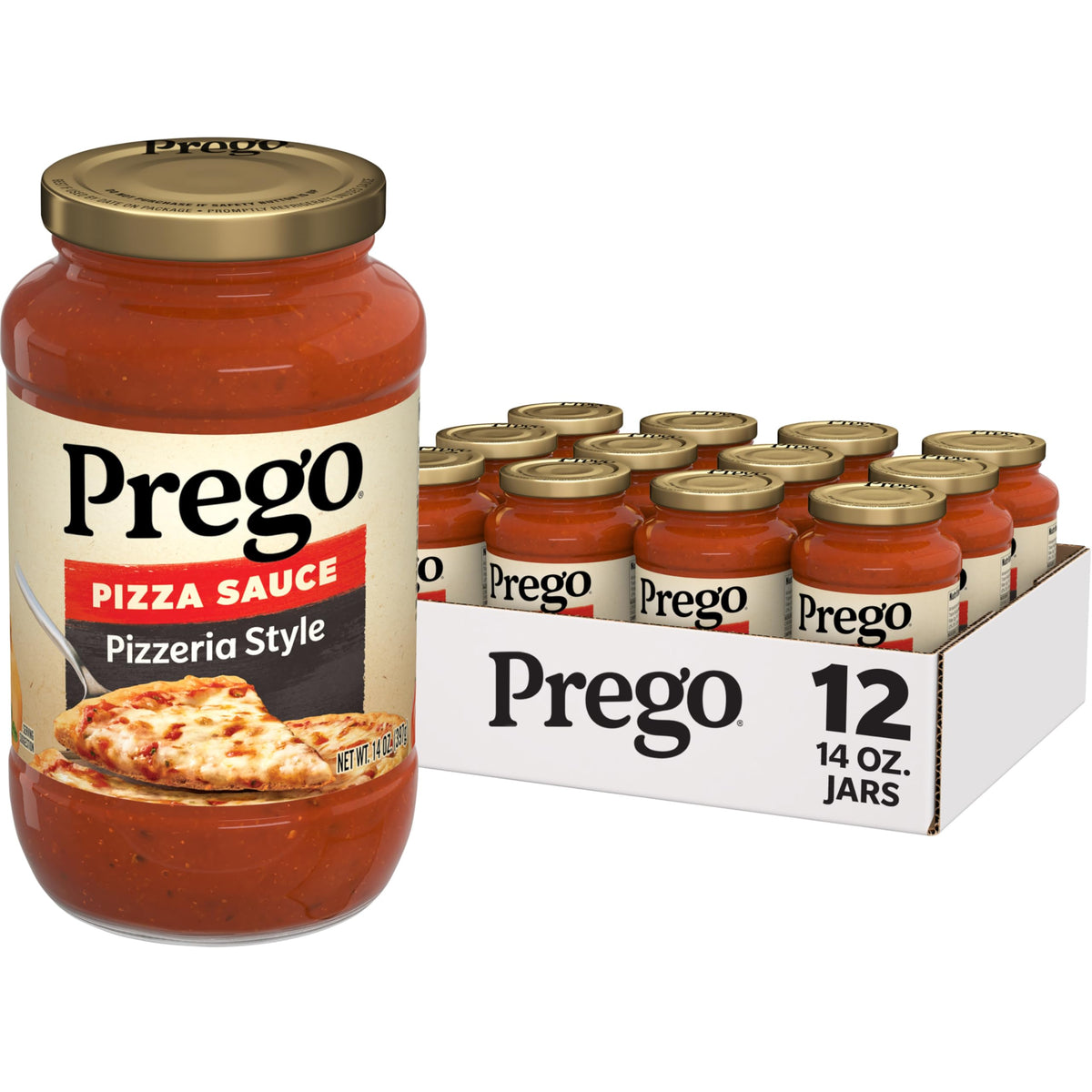 Prego Pizzeria Style Pizza Sauce, 14 OZ Jar (Pack of 12)