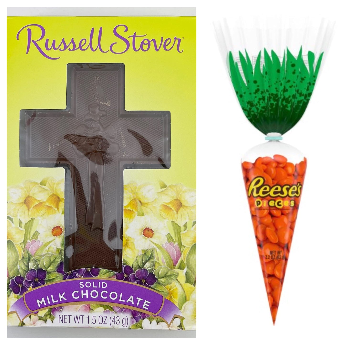 Happy Easter Gift Box Bundle, 20 Items With Chocolate Cross, Gummies, Assorted Candies, And More, Beautiful Easter Basket Greeti