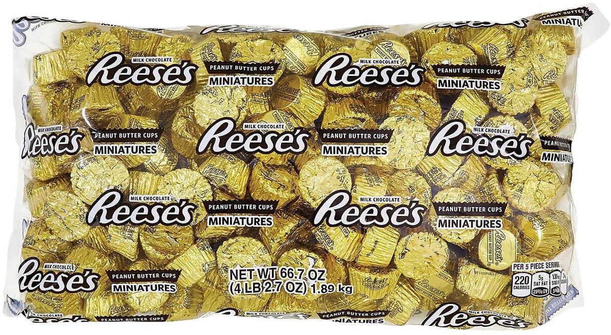 REESES Miniatures Gold Foils Milk Chocolate Peanut Butter Cups Candy, Bulk, 66.7 oz Bulk Bag