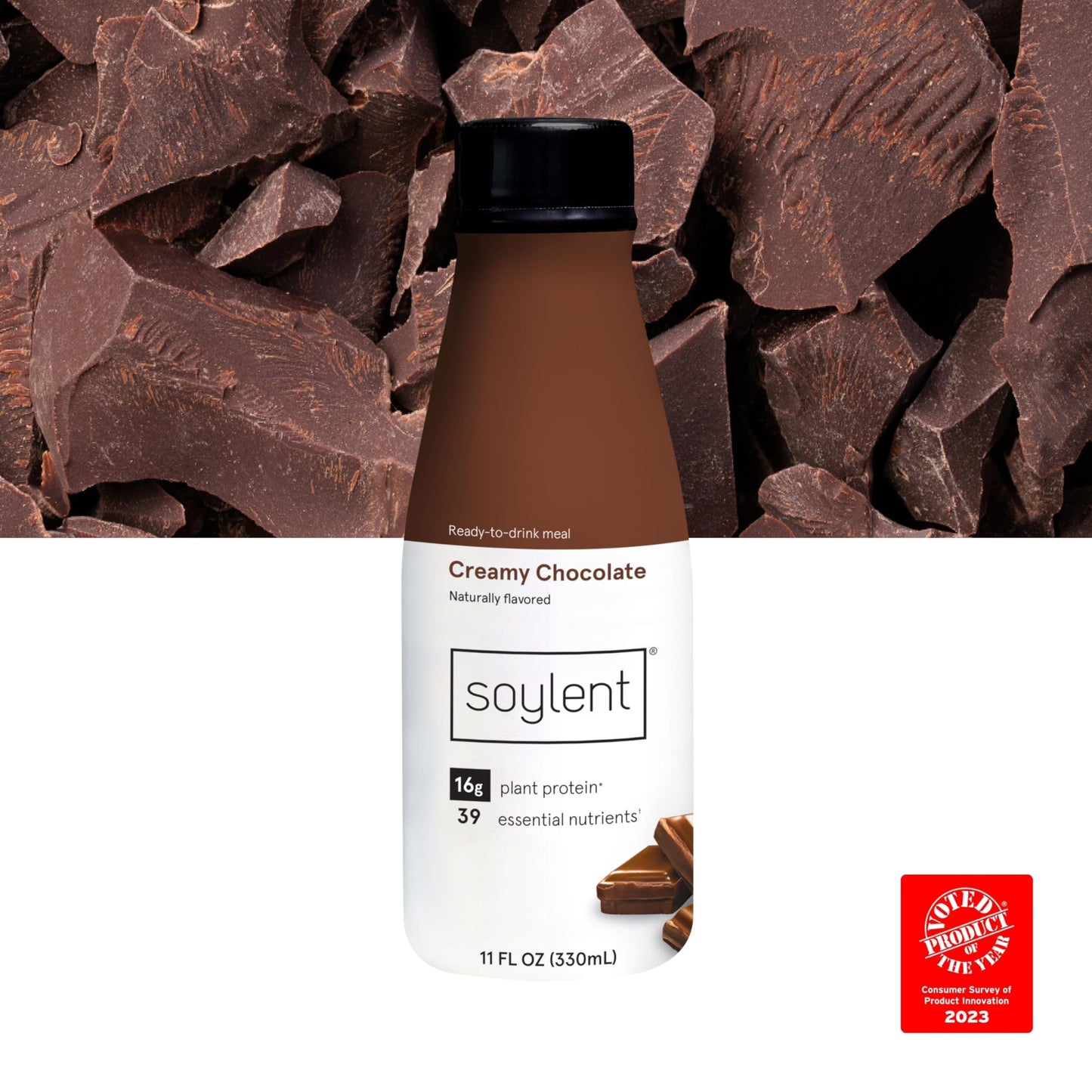 Soylent Chocolate Meal Replacement Shake, Contains 16g Complete Vegan Protein, Ready-to-Drink, 11oz, 24 Pack
