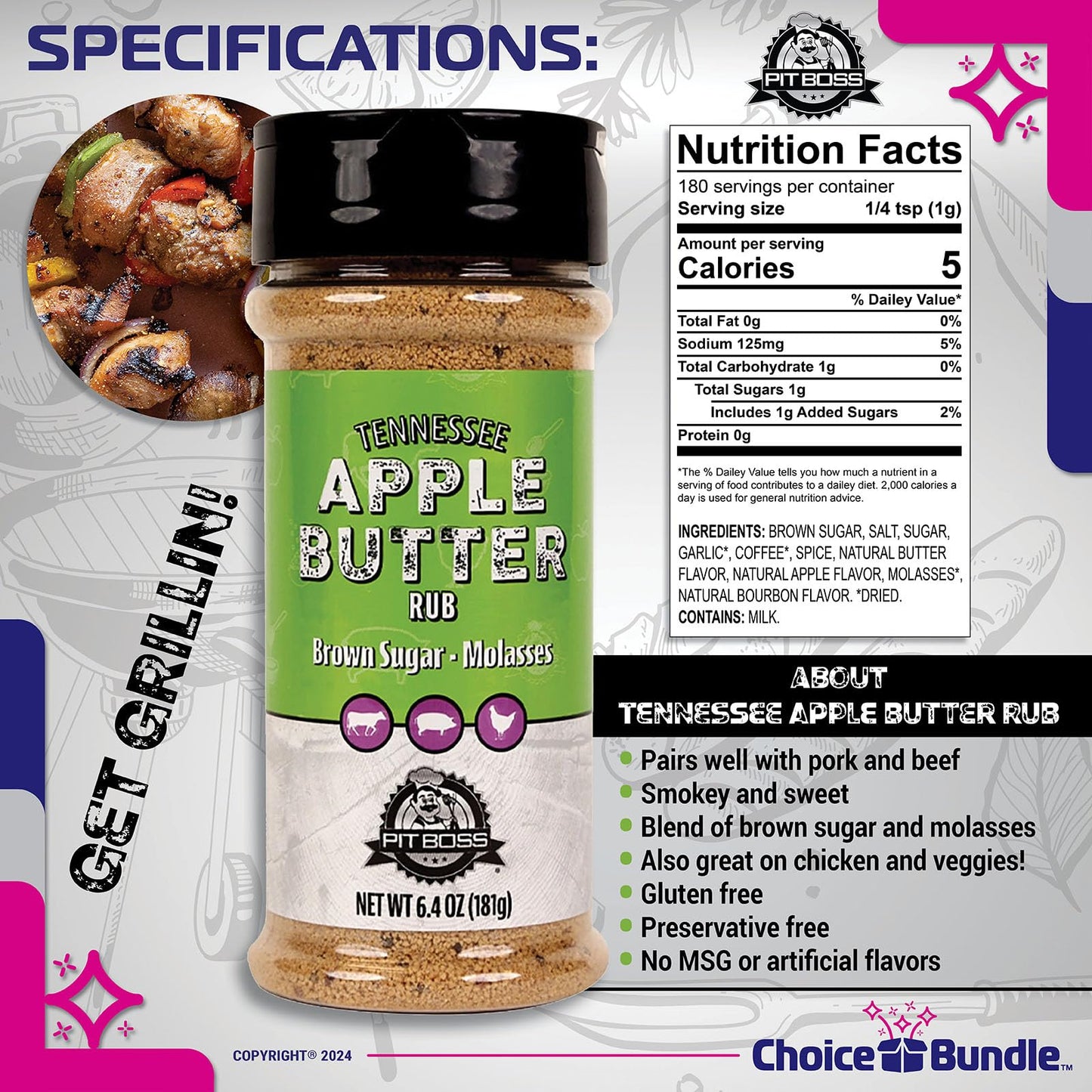 Pit Boss BBQ Mixed Seasoning Spice & Rub 3-Pack Bundle, 19.2 oz, Includes Guide & Keychain Opener