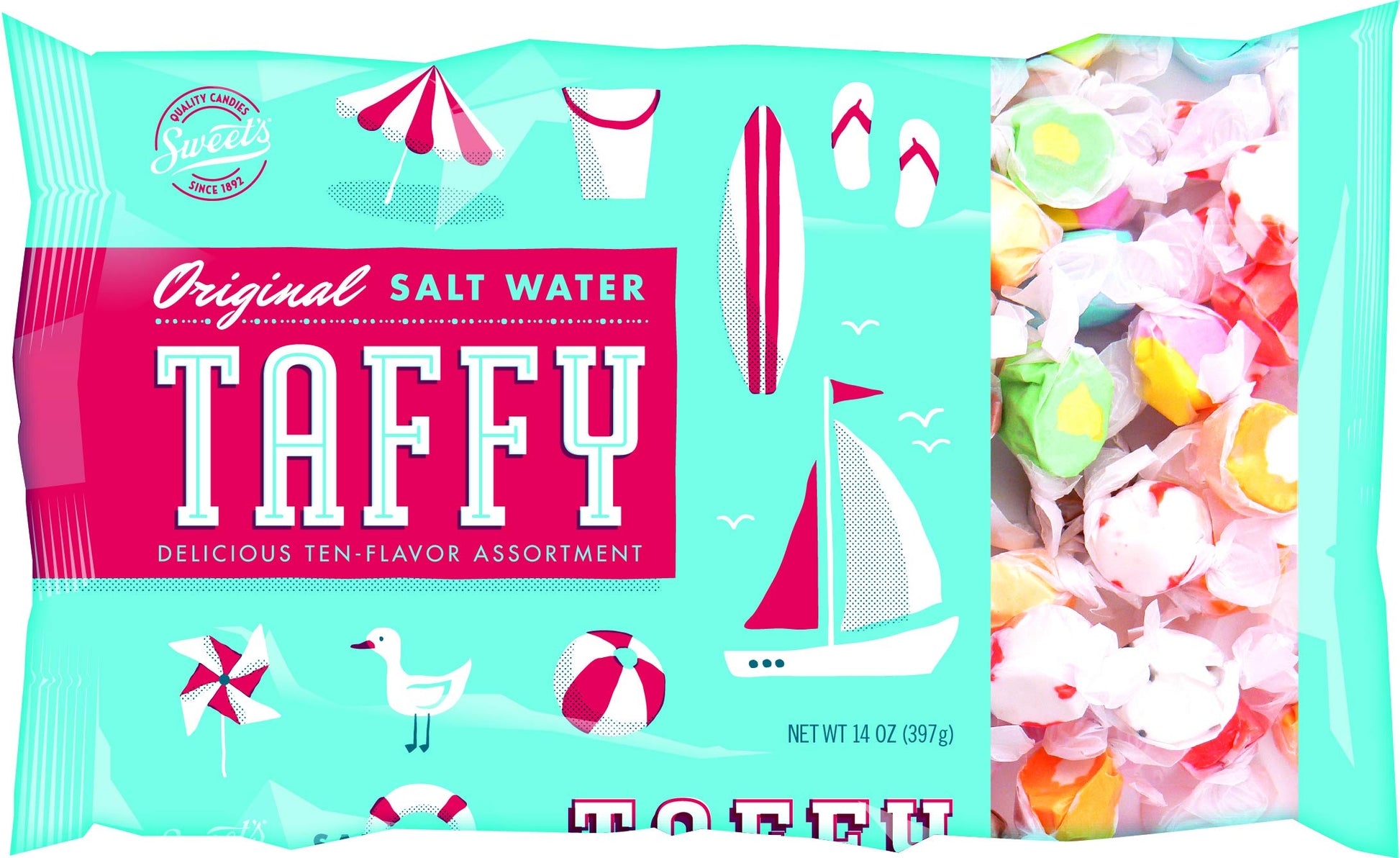 Saltwater Taffy, Gourmet Assorted Taffy, 14 Ounces