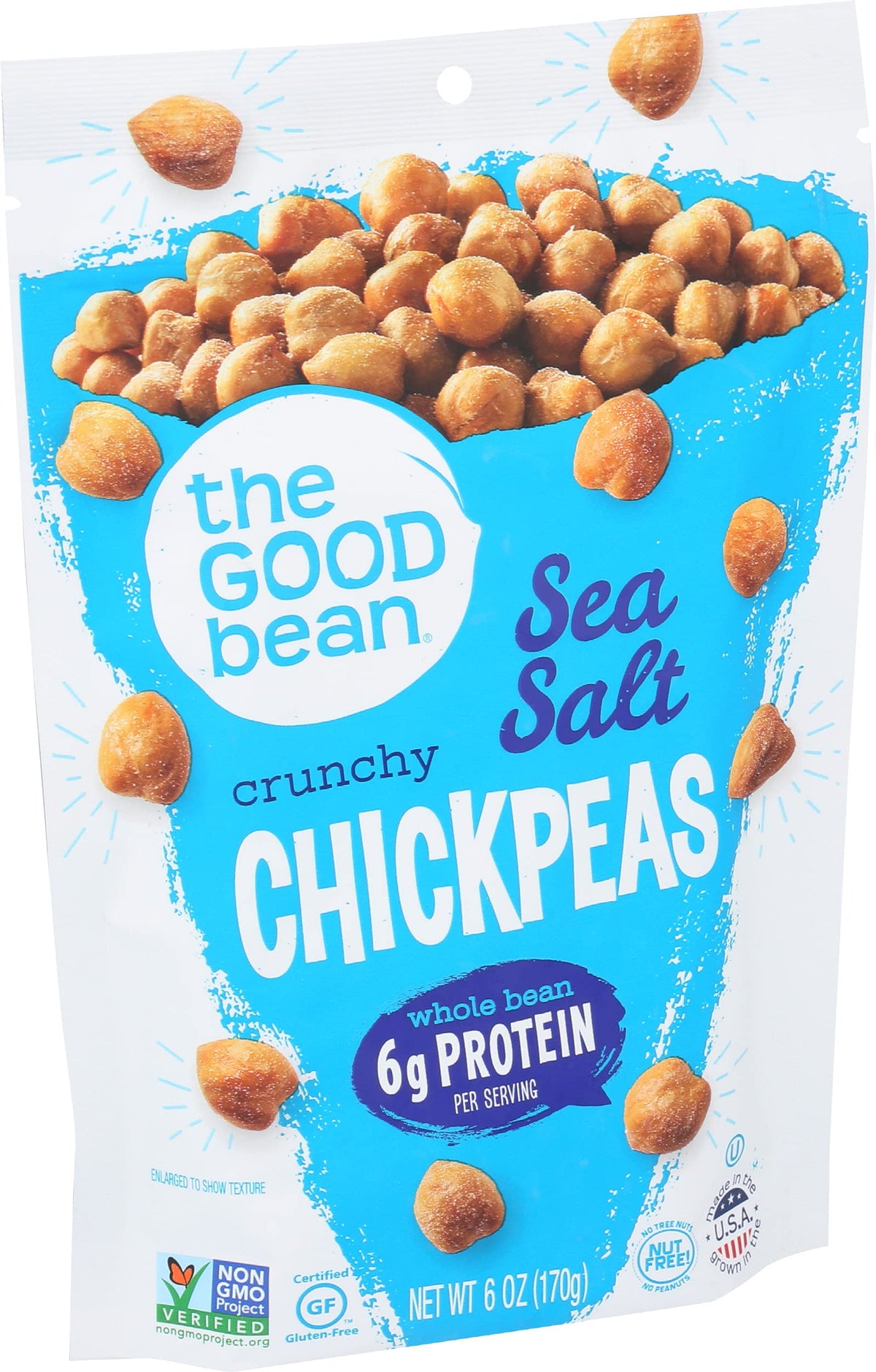 The Good Bean Crunchy Croquants Chickpeas Sea Salt Snack, 170G 6 Pack