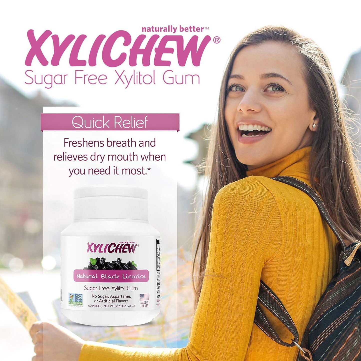 Xylichew Chewing Gum - Non-GMO, Sugar-Free, Licorice Flavor - 60 Count (Pack of 4)