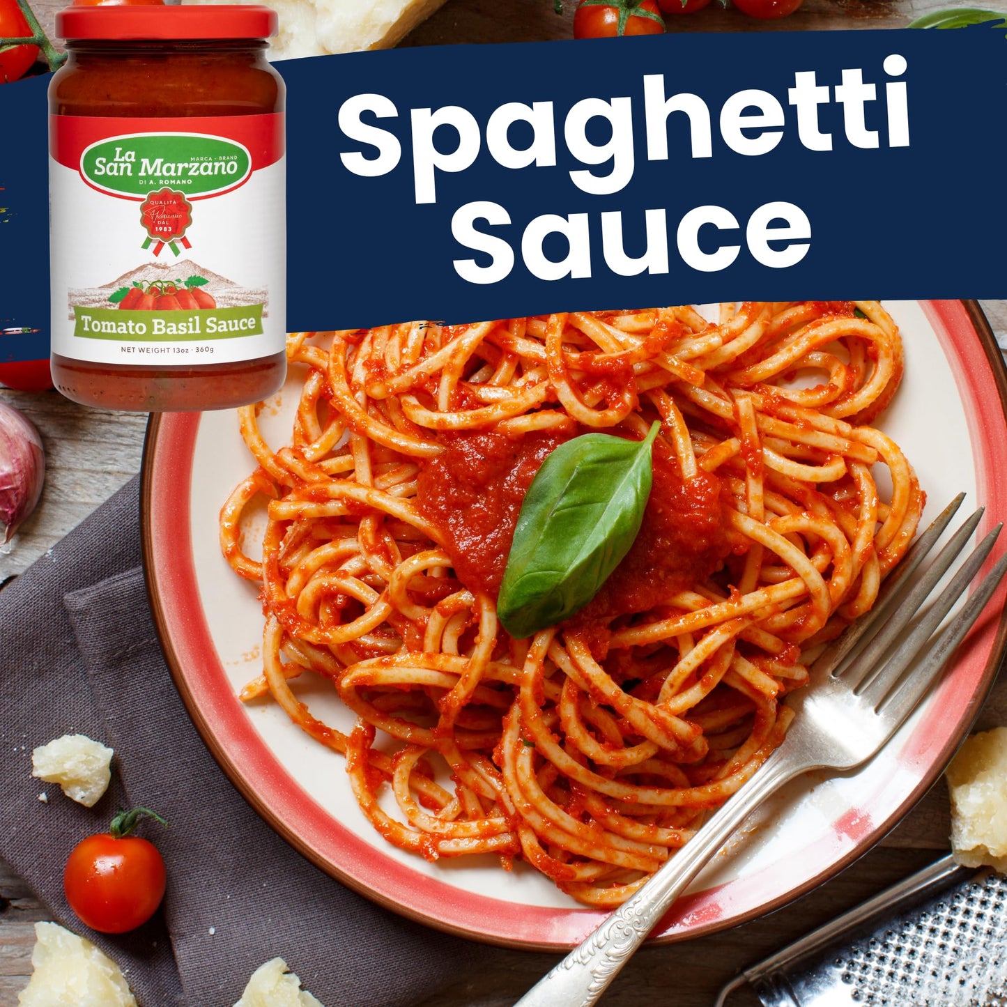 La San Marzano Tomato Basil Sauce, All Natural, Non-GMO, Vegan, Gluten Free, 13 oz (Pack of 3)