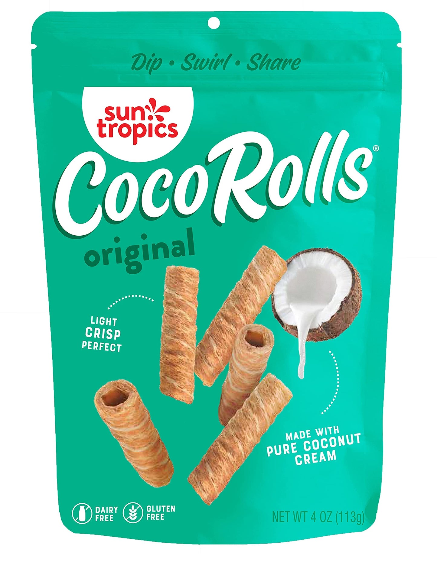Sun Tropics CocoRolls Variety Pack- 6 count (4 oz each) | Crisp Rolled Wafer Cookies, Coconut Rolls Made With Pure Coconut Cream