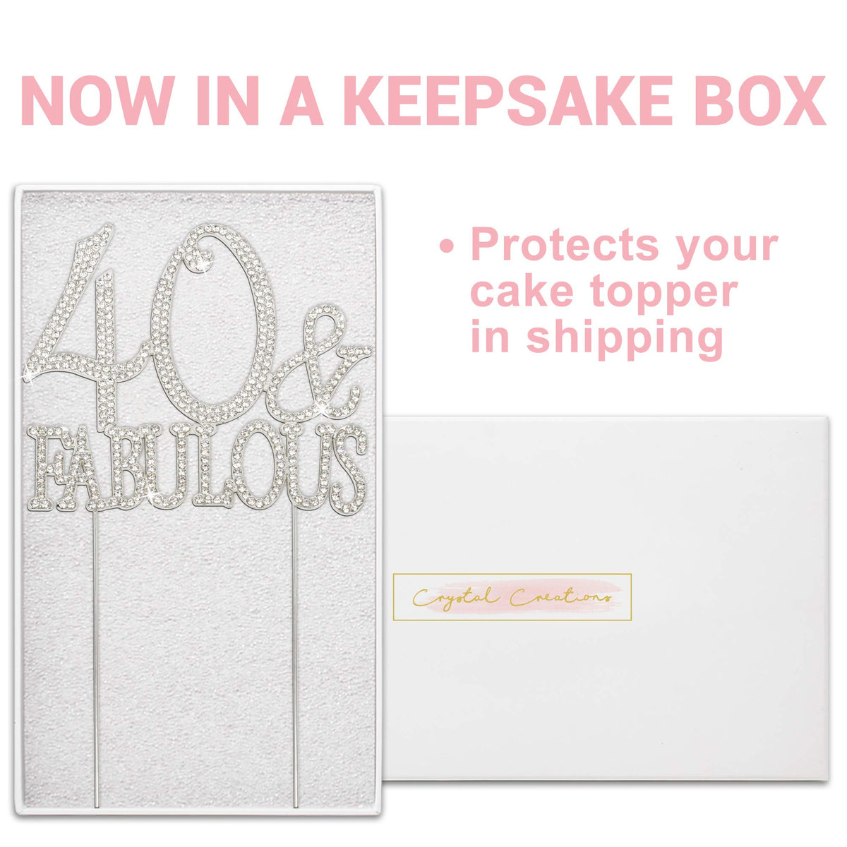 Crystal Creations 40 Cake Topper - Premium Silver Metal, Sparkly Rhinestone, 1 Count