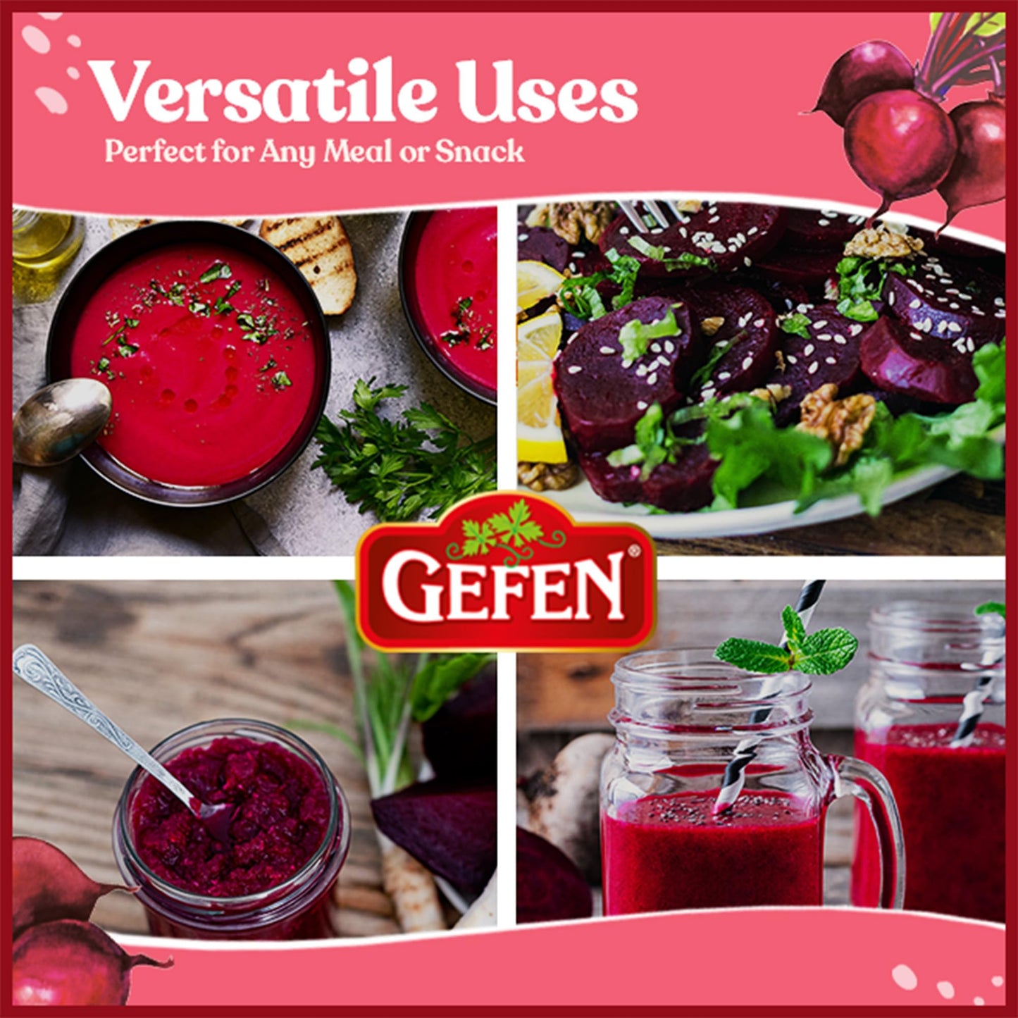 Gefen Red Beets, Whole, Peeled, Cooked & Ready To Eat, 1.1 Lb (3 Pack)