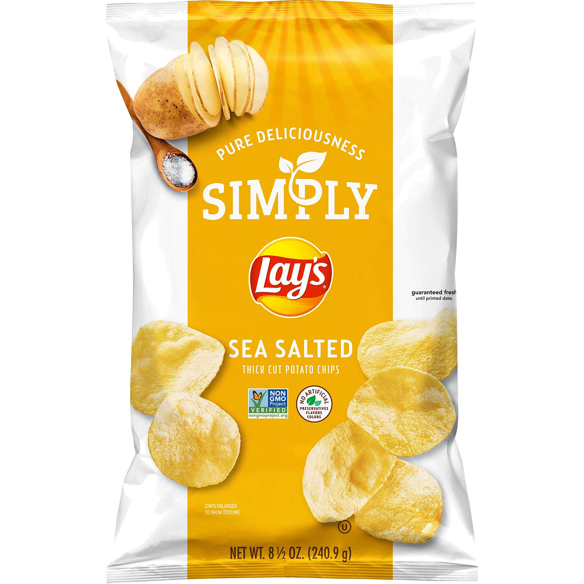 Simply Lay'S Sea Salted Thick Cut Potato Chips, 8.5 Oz
