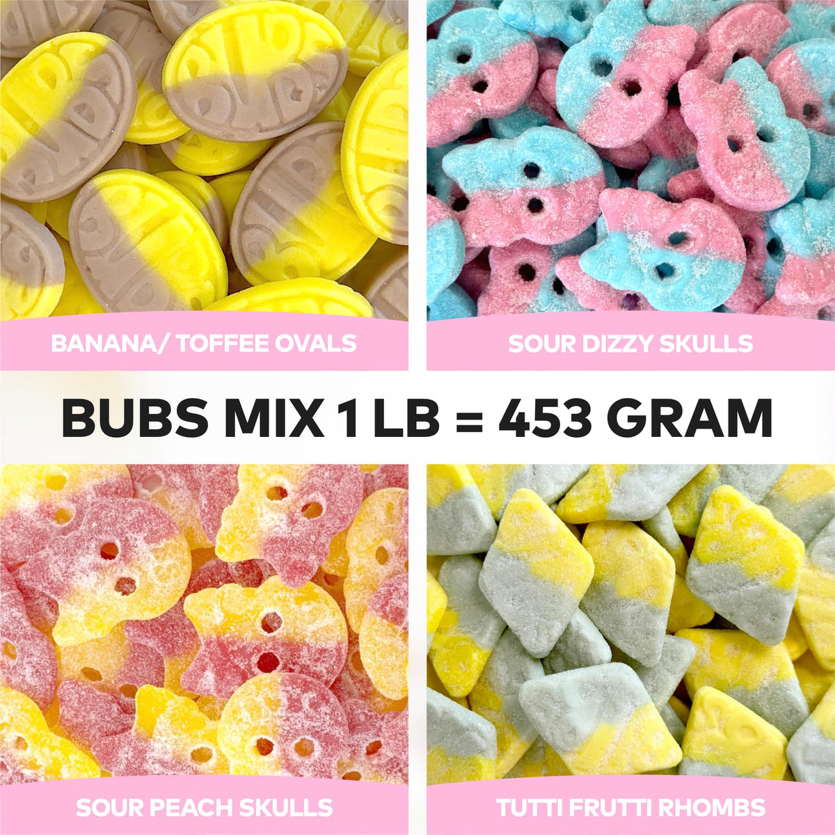 Bubs Swedish Candy Mix (1 Lb, Fruity, Sour, Sweet, Dizzy)