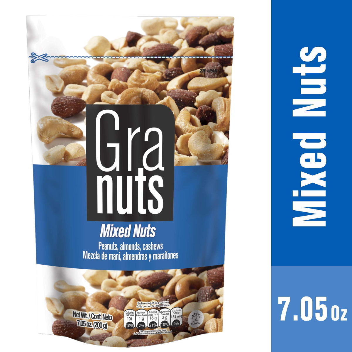 Granuts Mixed Nuts Family Pack | Almonds, Peanuts & Cashews | Crunchy + Soft Textures | 7.05 Oz (Pack Of 1)
